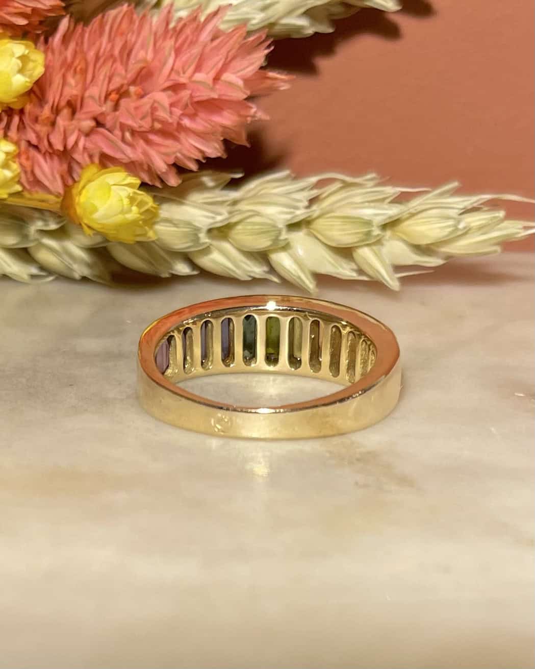Bague Style Jonc Rivière Tourmalines multicolores 1.70 carat "Layla" - Elliade Paris