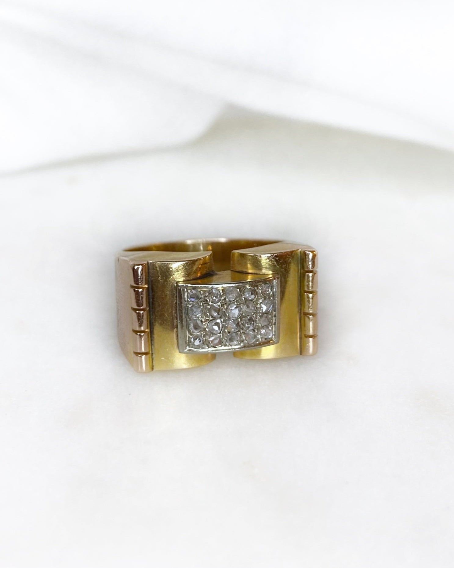 Bague Tank 20 Diamants & or 6,63g "Auréa" - Elliade Paris