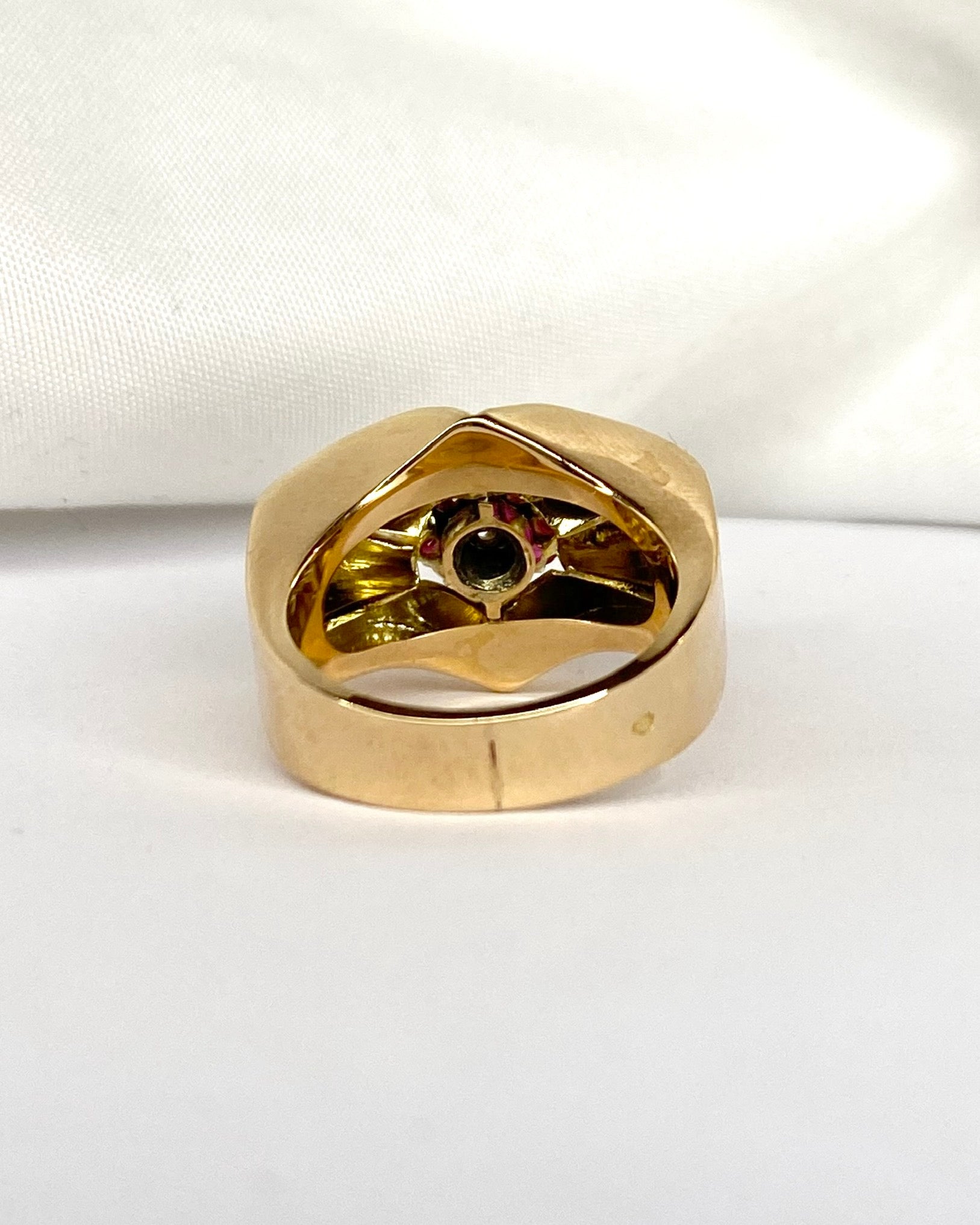 Bague Tank 3 Diamants & Or Jaune 9.3 g "Eleni" - Elliade Paris