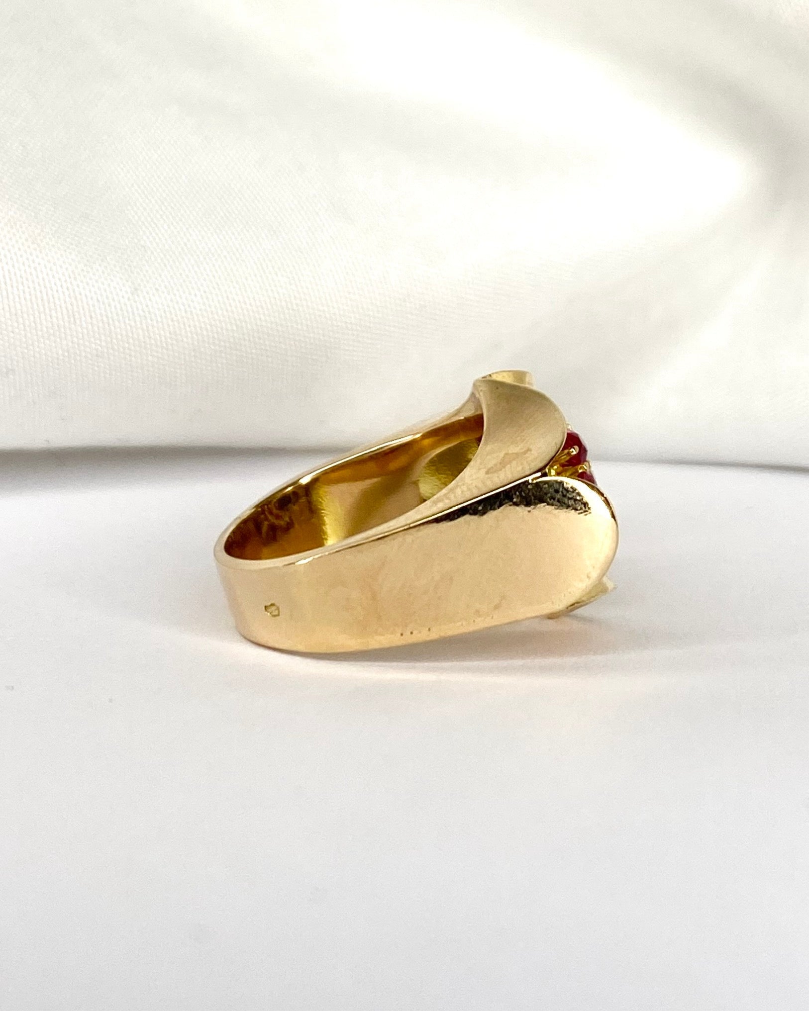 Bague Tank 3 Diamants & Or Jaune 9.3 g "Eleni" - Elliade Paris