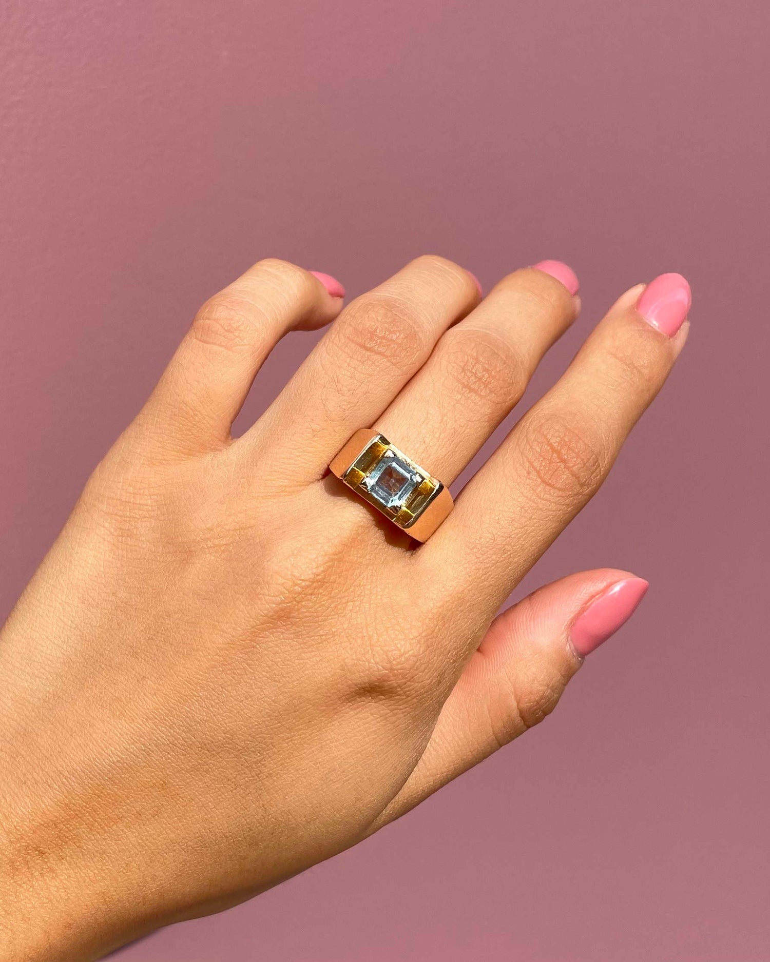 Bague Tank Vintage Aigue Marine 0.95 carat "Nausica"