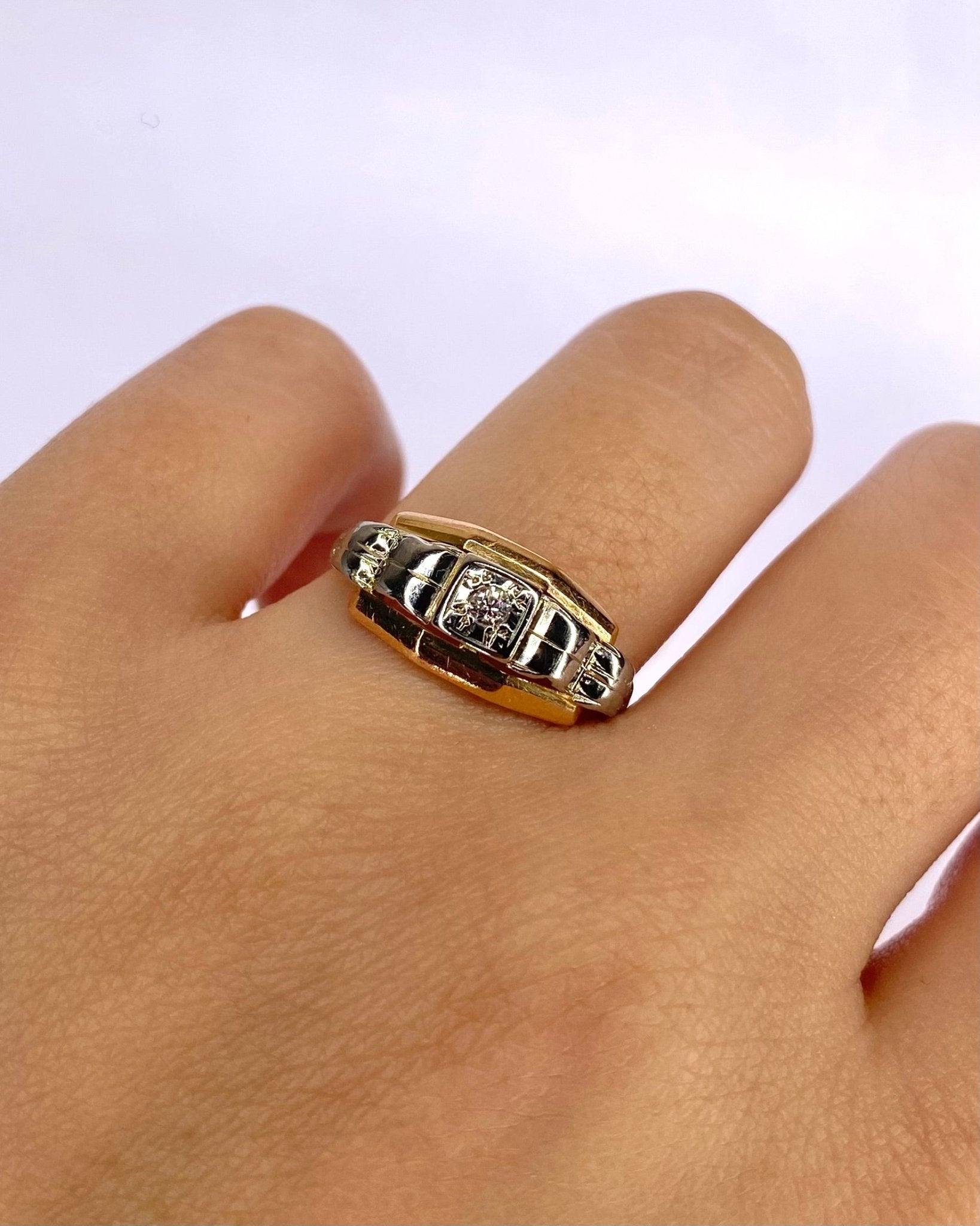 Bague Tank Art Déco Diamant "Jocelyne" - Elliade Paris