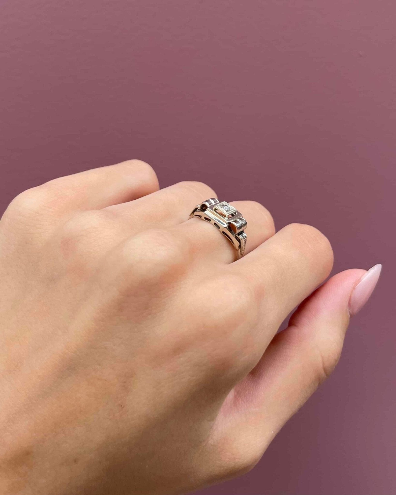 Bague Tank Art Déco Diamant "Odyle" - Elliade Paris