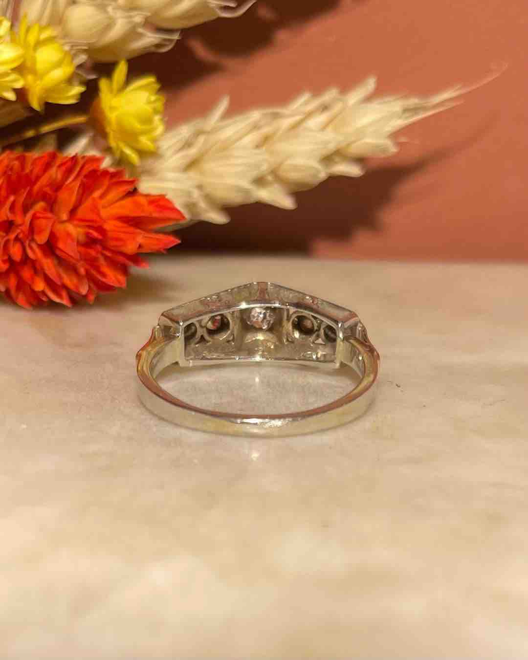 Bague Tank Art Déco Diamants "Laure" - Elliade Paris