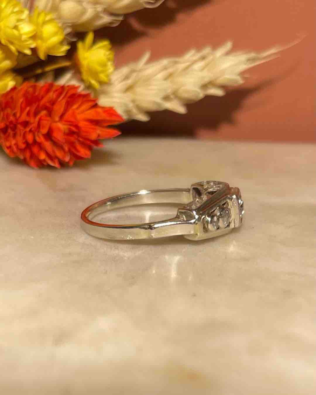 Bague Tank Art Déco Diamants "Laure" - Elliade Paris