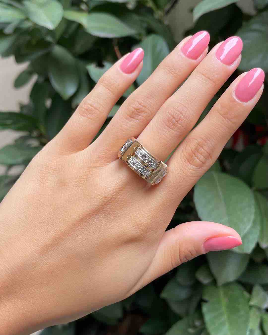 Bague Tank Art - déco Diamants "Oda" - Elliade Paris