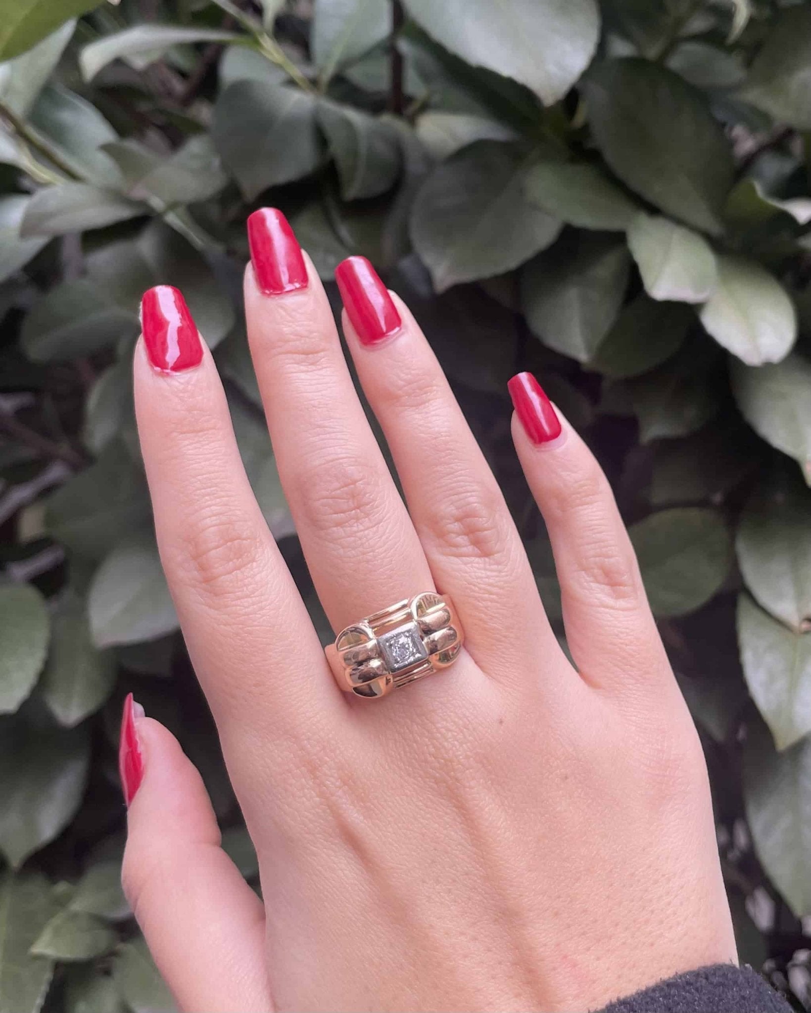 Bague Tank Diamant & Or 18 carats 8.63 g "Emile" - Elliade Paris