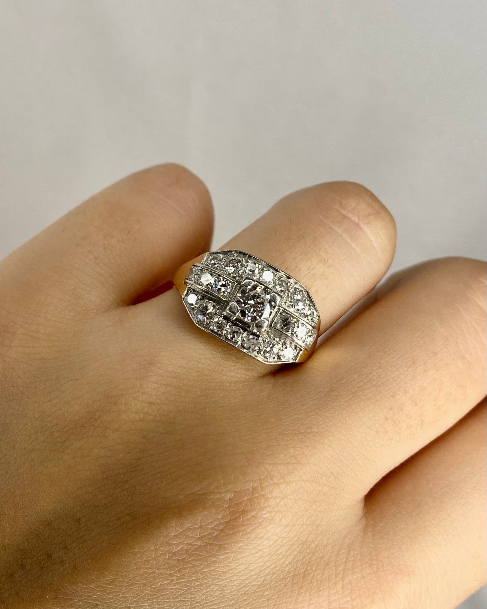 Bague Tank Diamants 1.12 carat & Or 6,6g "Daria" - Elliade Paris