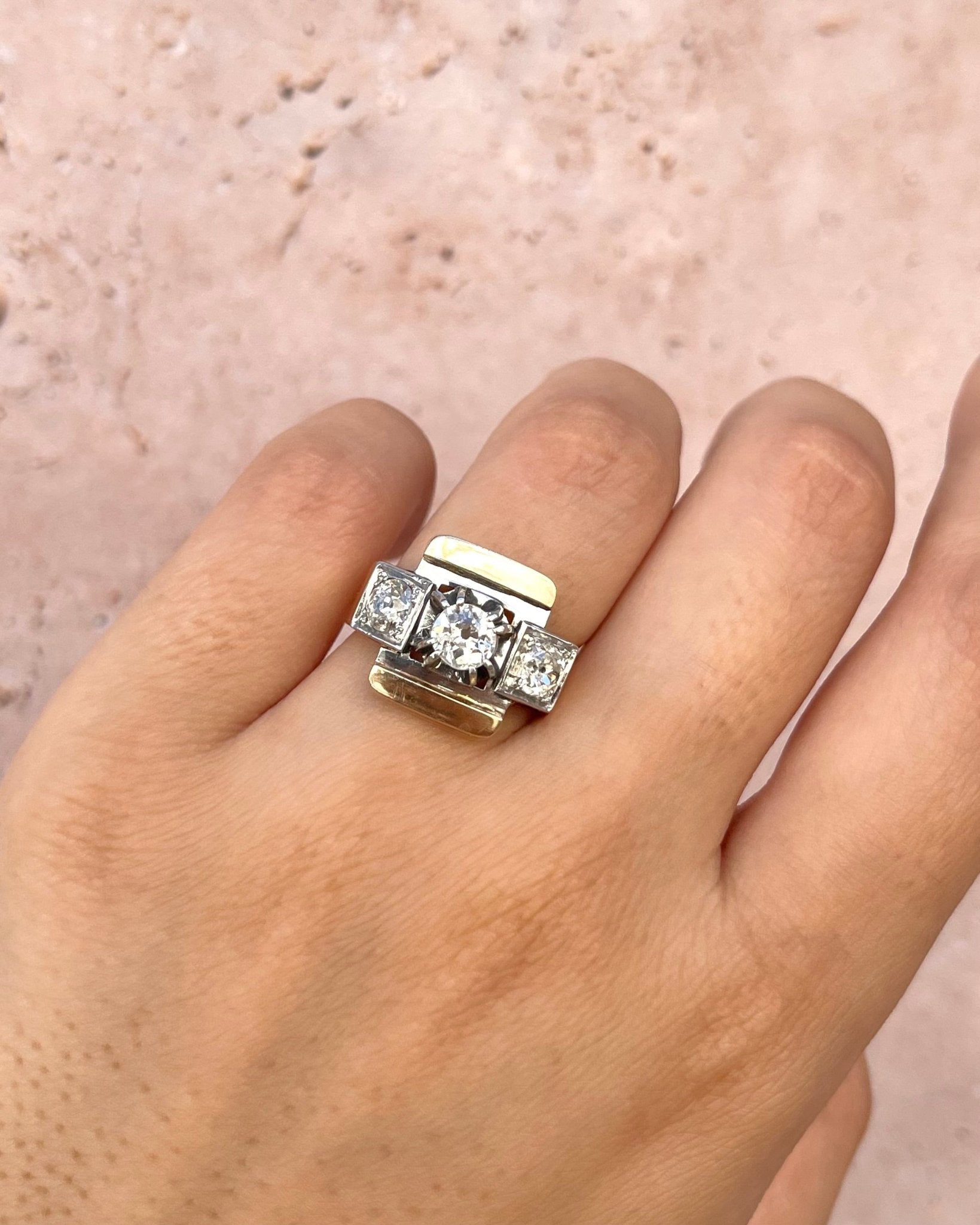 Bague Tank Diamants 1.20 carat & or 7,37g "Amandine" - Elliade Paris