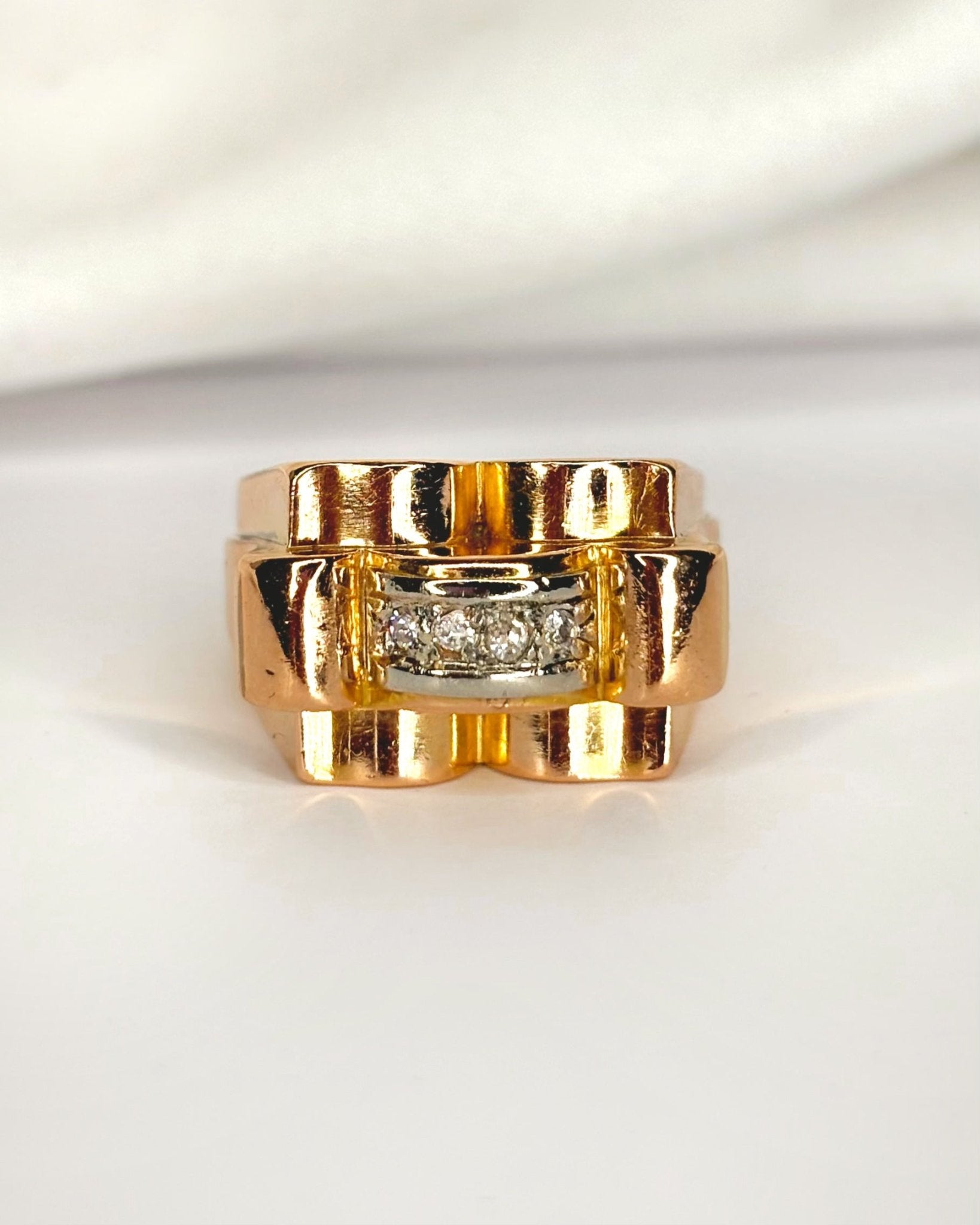 Bague Tank Diamants & Or 18 carats 7.66g "Billie" - Elliade Paris
