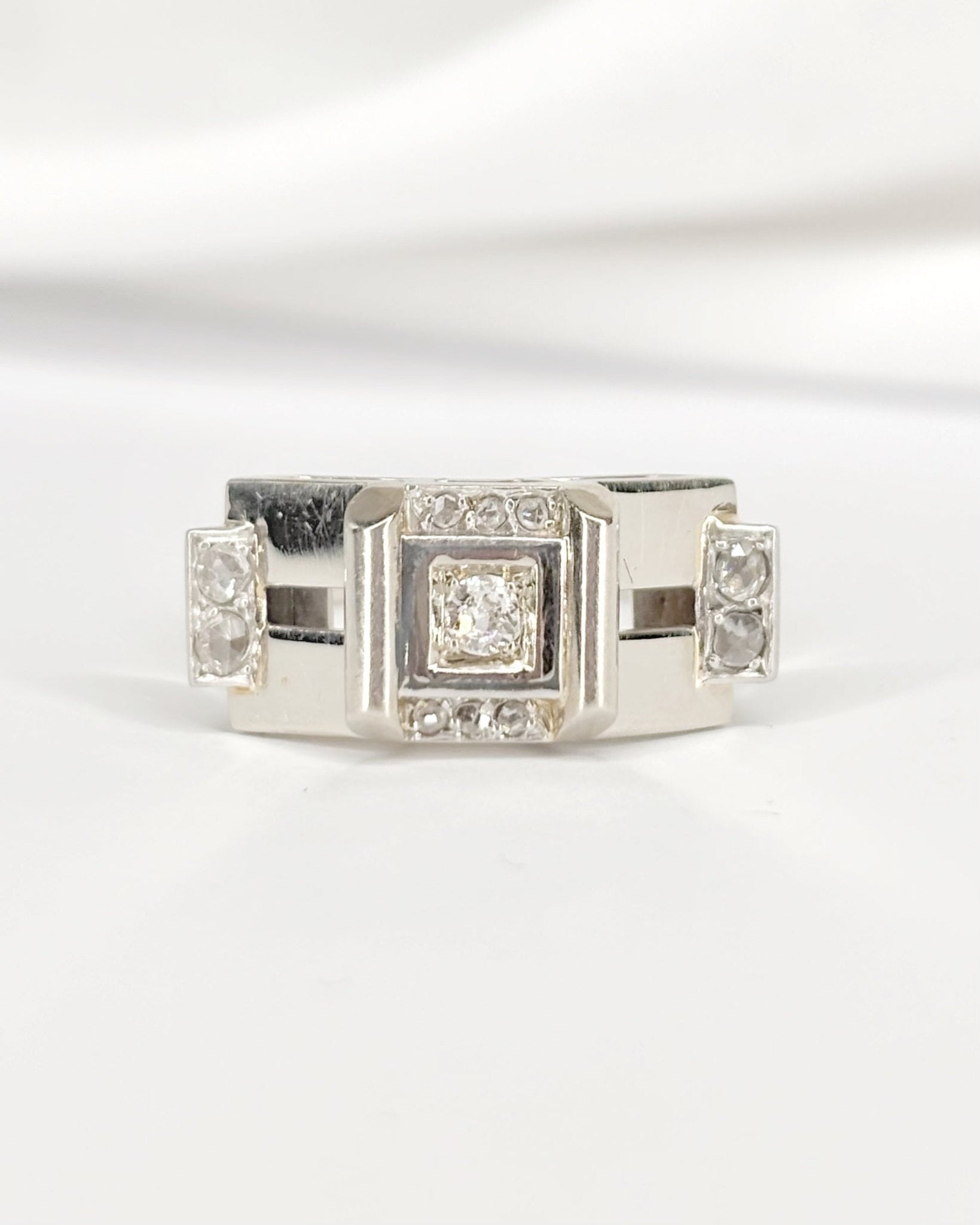 Bague Tank Diamants & Or 5.29g "Laurine" - Elliade Paris