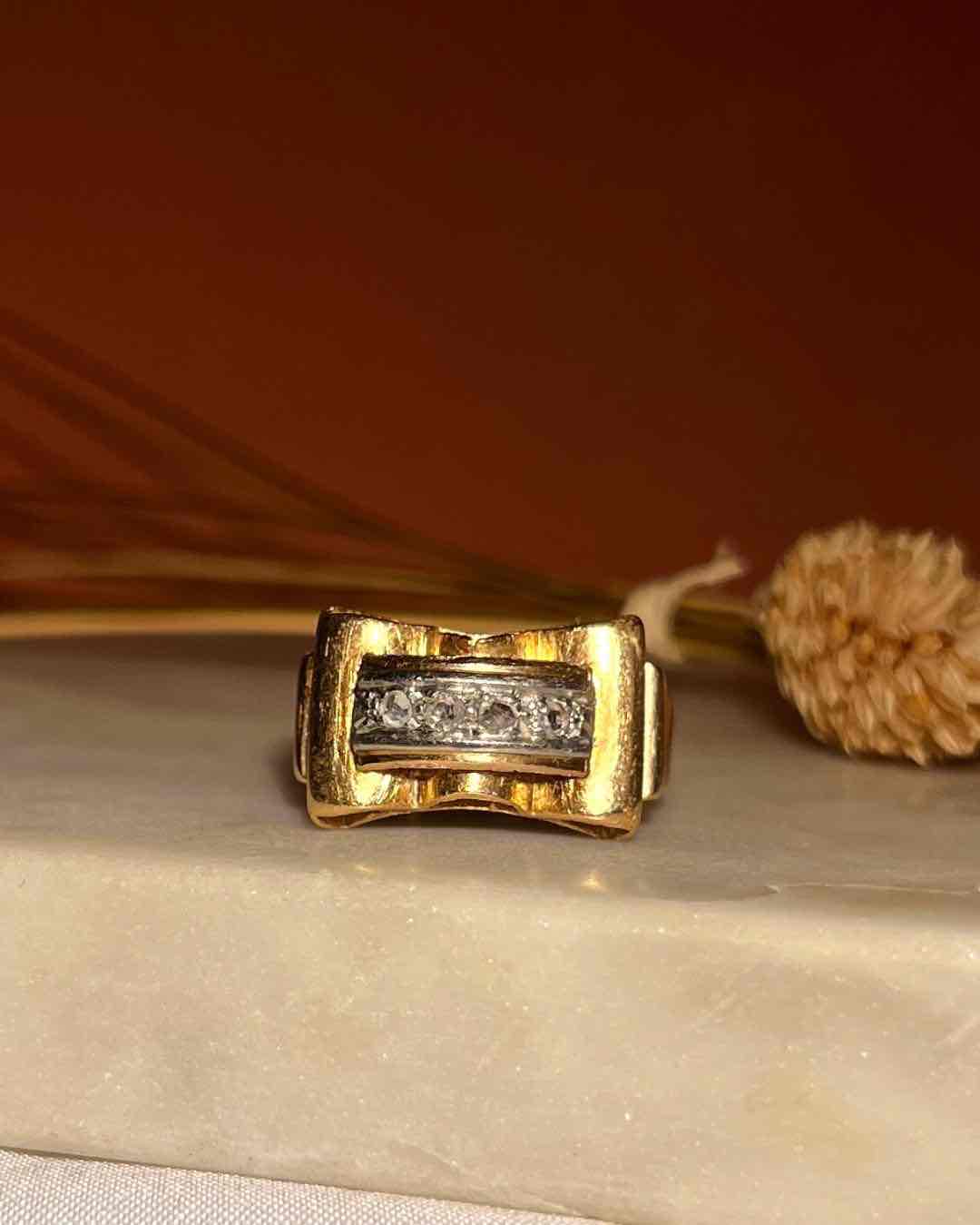 Bague Tank Diamants vintage "Alicia" - Elliade Paris