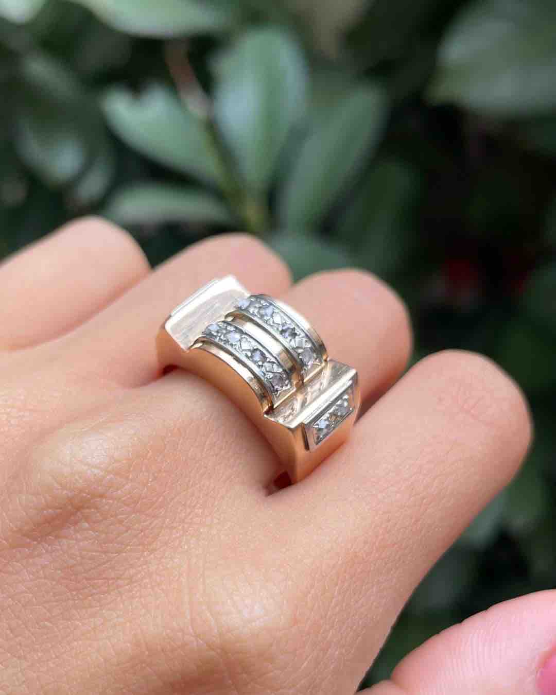 Anillo de tanque de diamantes Art Déco "Oda"