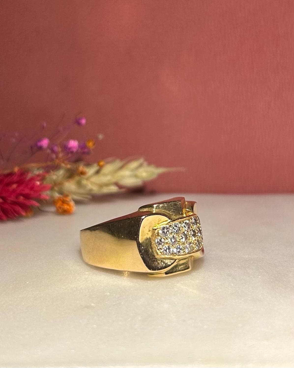 Bague Tank Vintage 19 Diamants "Madelynne" - Elliade Paris