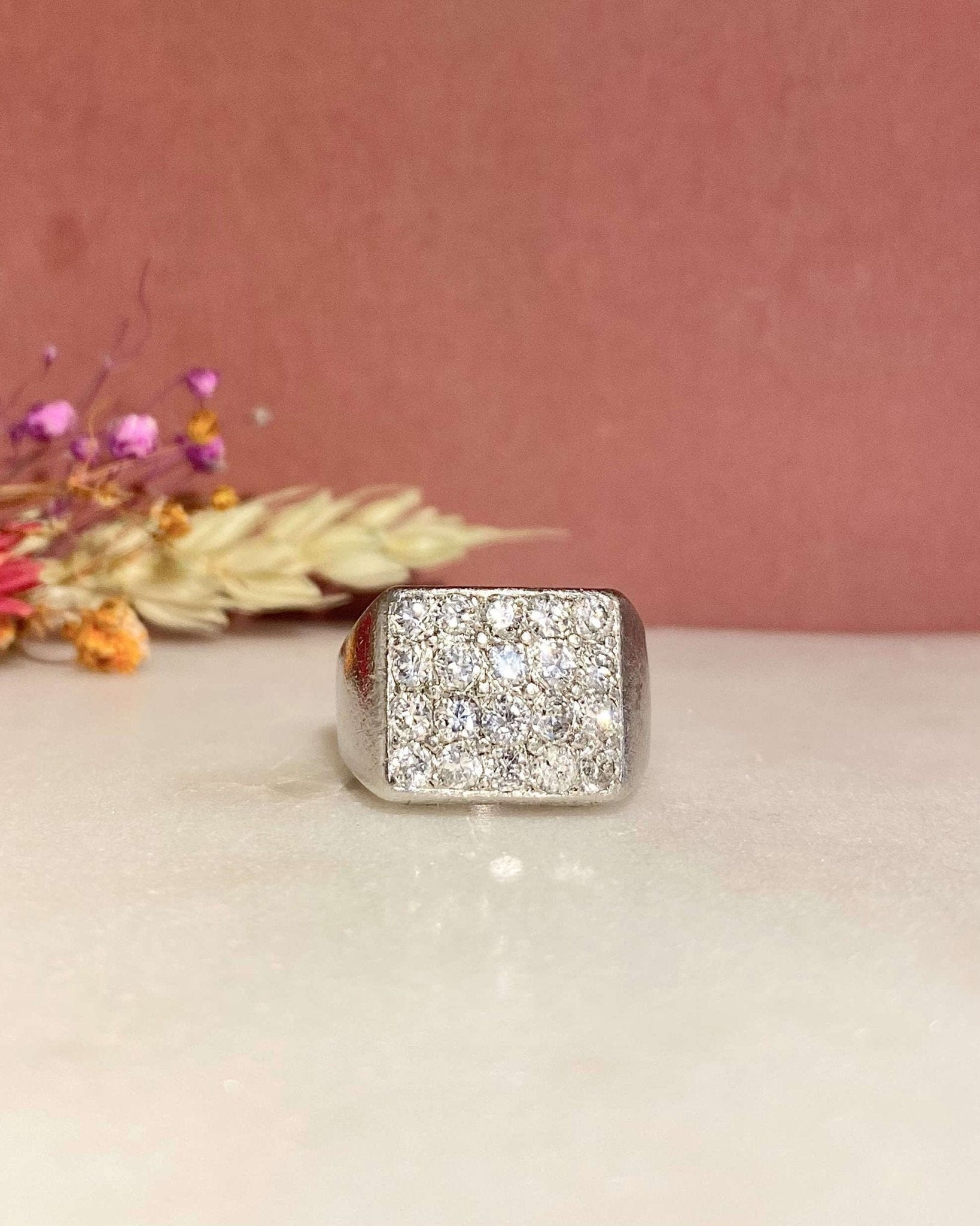 Bague Tank Vintage 20 Diamants 1 carat "Danaé" - Elliade Paris