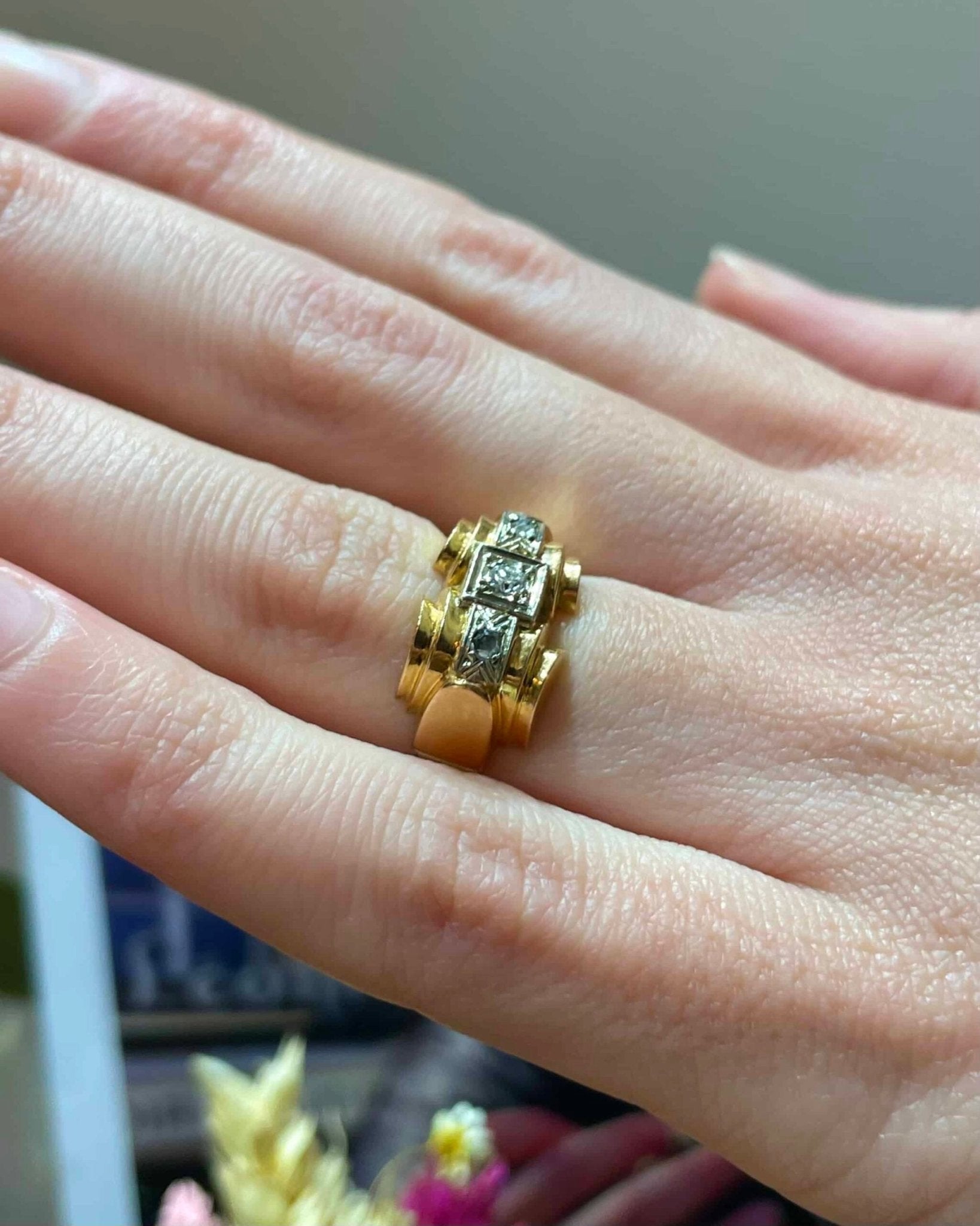 Bague Tank Vintage Diamants "Gabriella" - Elliade Paris