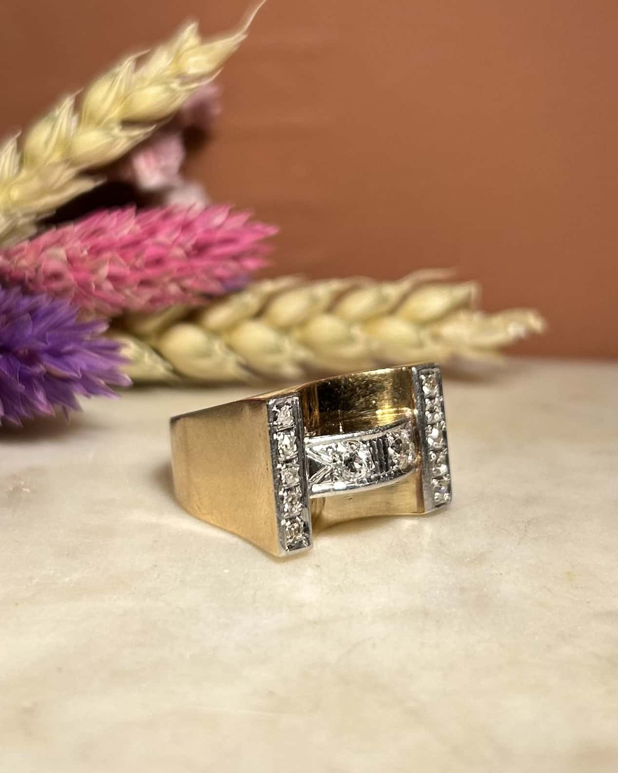 Bague Tank Vintage Diamants "Jayna" - Elliade Paris