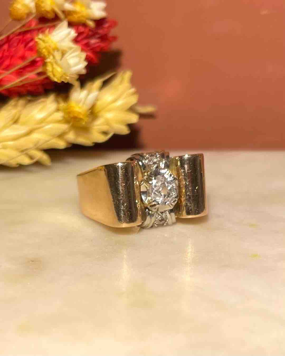 Bague Tank Vintage Diamants "Ruth" - Elliade Paris