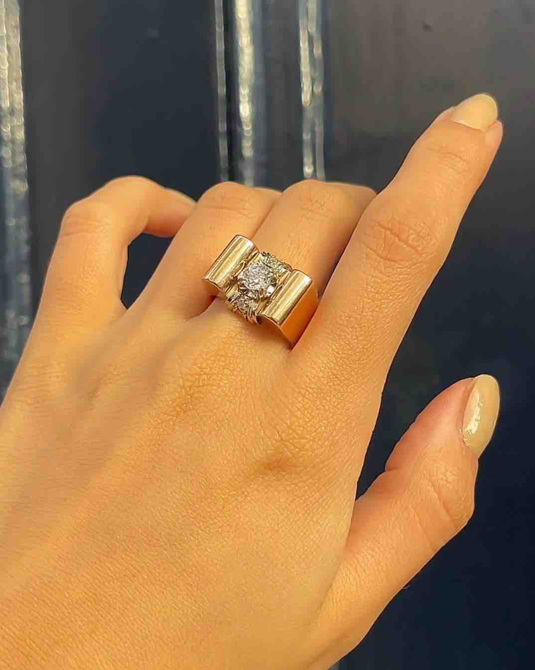 Bague Tank Vintage Diamants "Ruth" - Elliade Paris