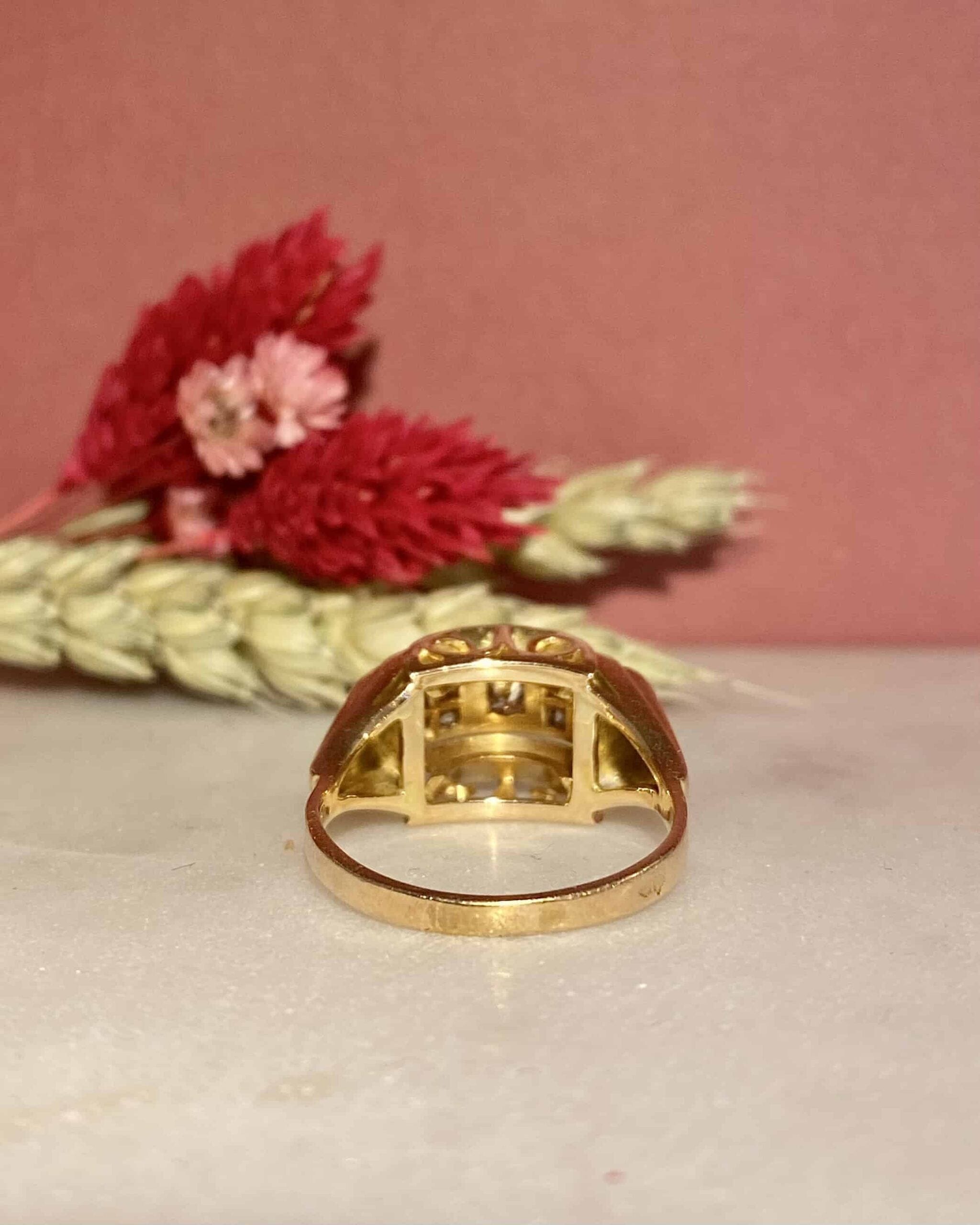 Anillo vintage de diamantes de tanque en oro de 5,51 g "Skylar"