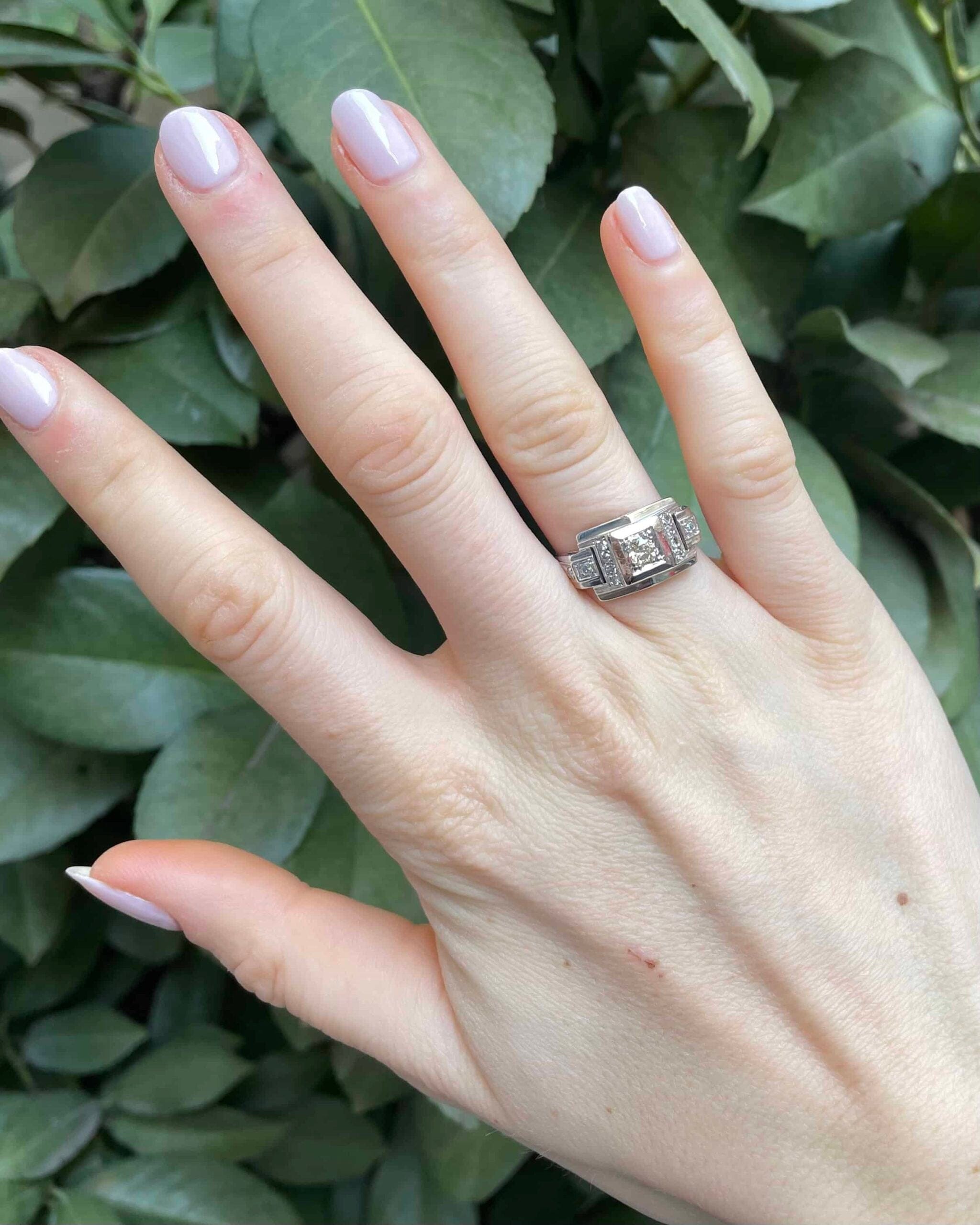Bague Tank Art-Déco Diamants 0.45 carat "Melania" - Elliade Paris