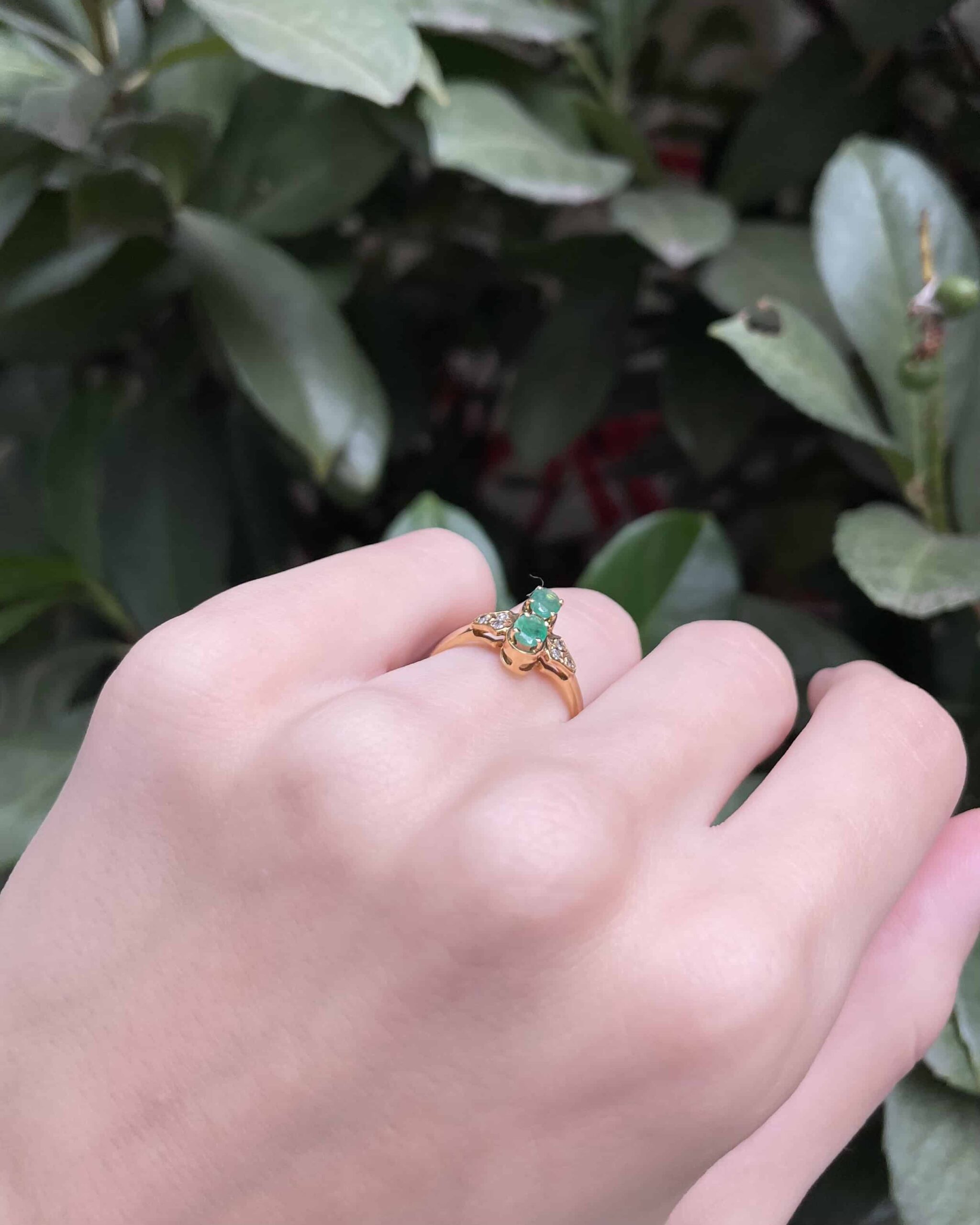 You & Me Emerald & Diamond Ring "Swanelle"