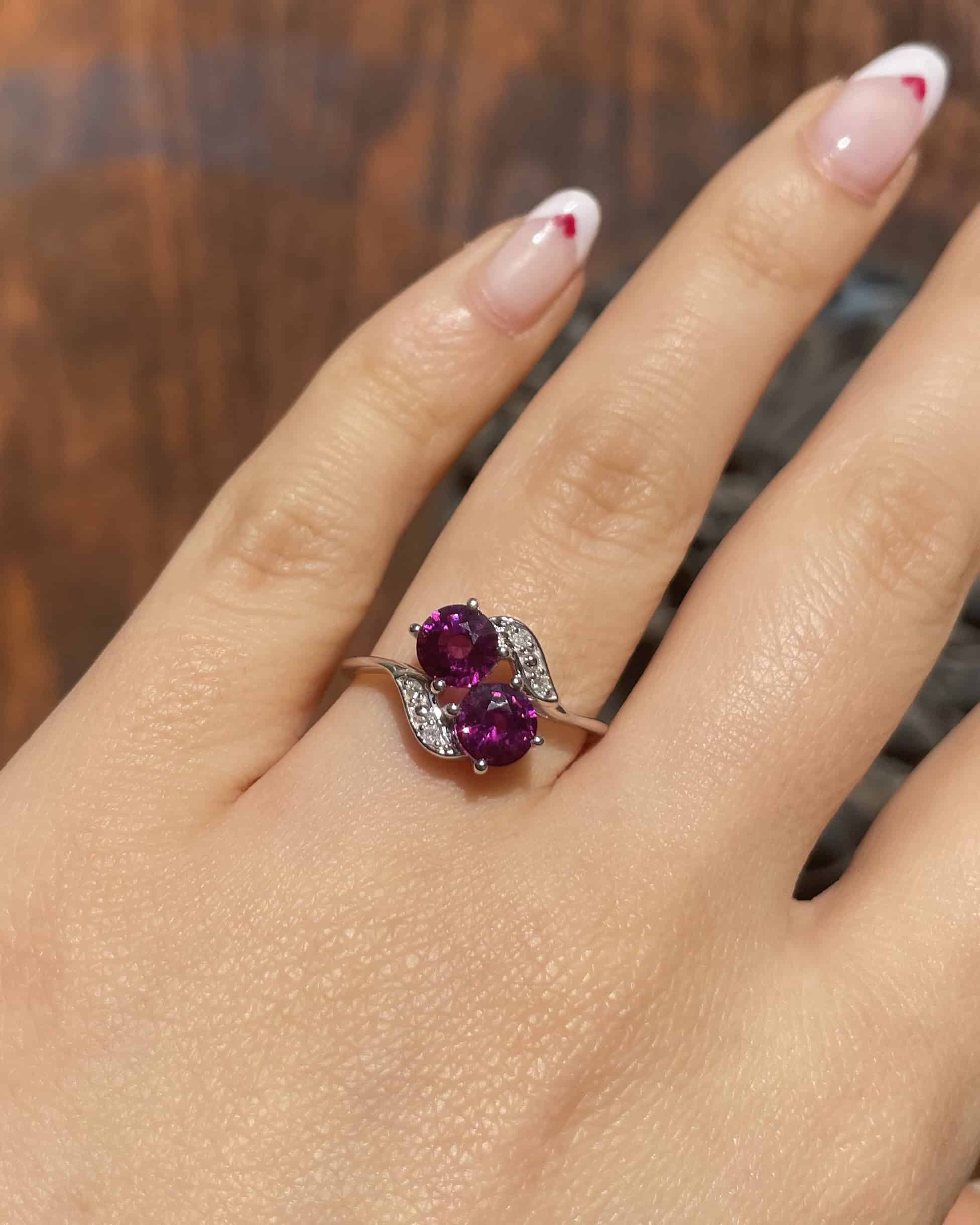 Bague Toi & Moi Grenats 1.70 carat & Diamants "Sabrina"