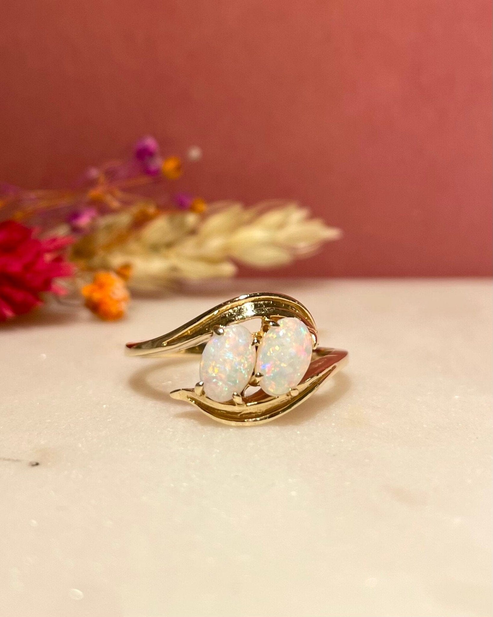 Bague Toi et Moi Opales 0.60 Carat "Sigrin" - Elliade Paris