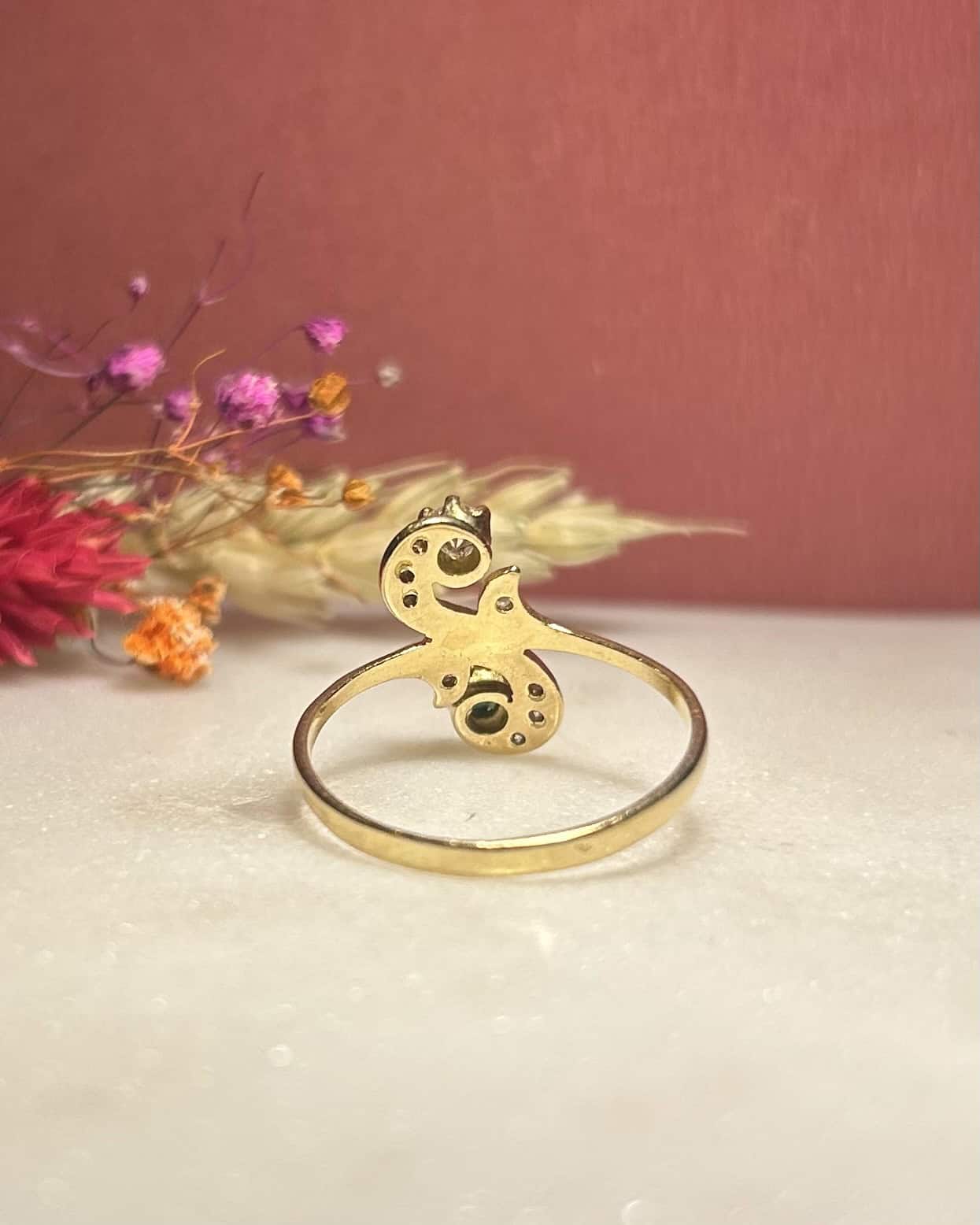Bague Toi & Moi Emeraude et Diamants "Lisette" - Elliade Paris