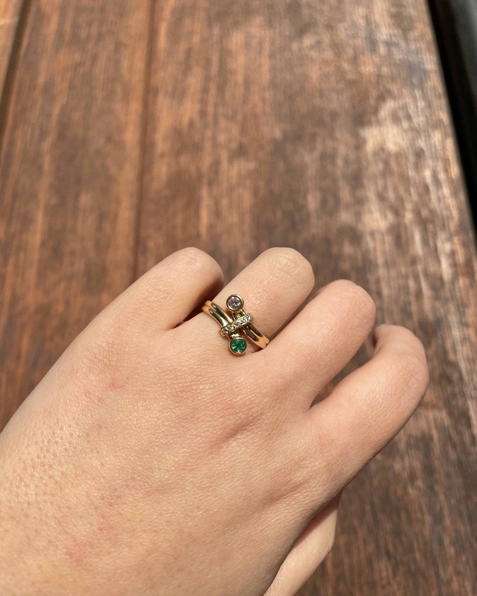 Bague Toi & Moi Emeraude et Diamants "Tatyana" - Elliade Paris