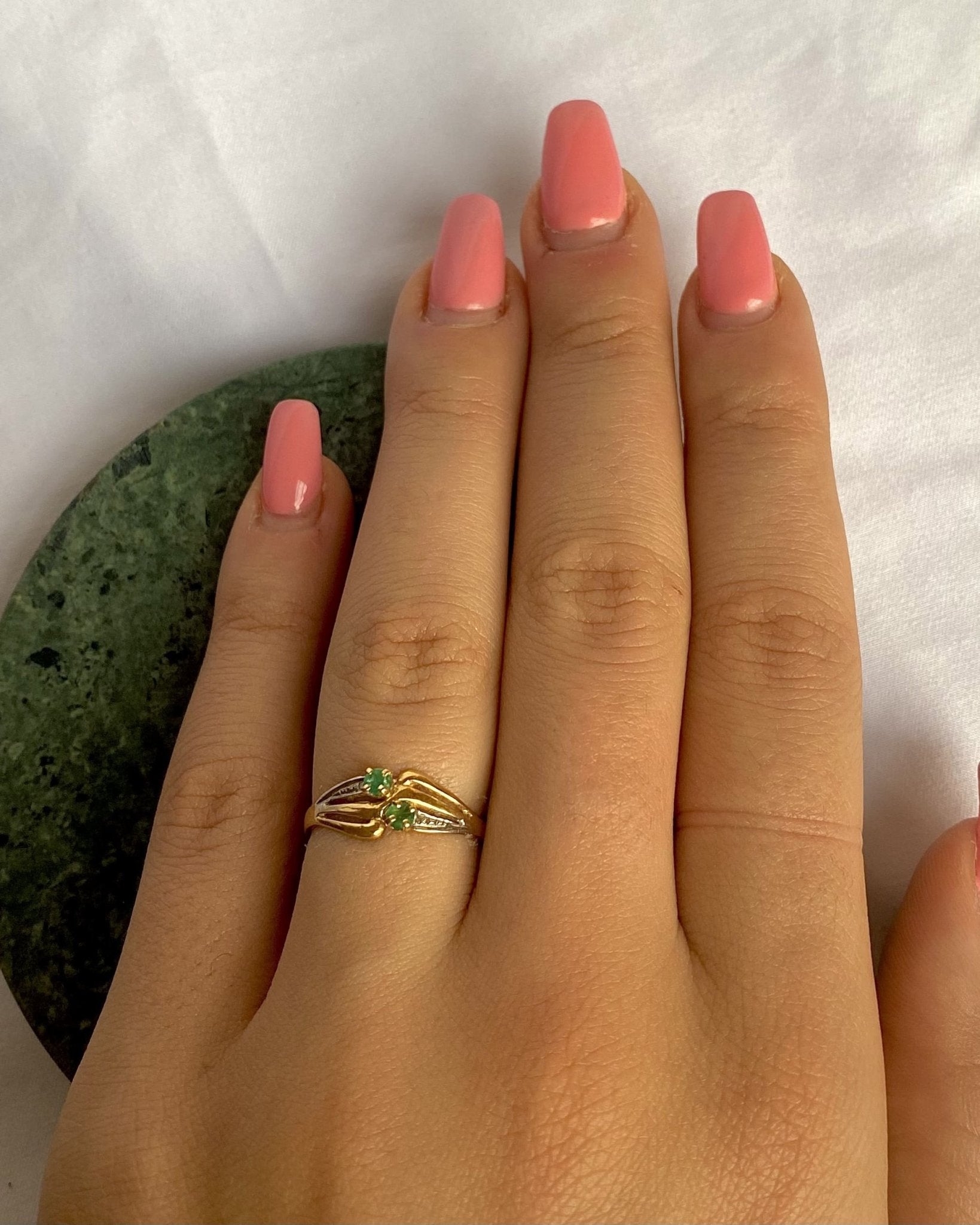 Bague Toi & Moi Emeraude "Gaby" - Elliade Paris