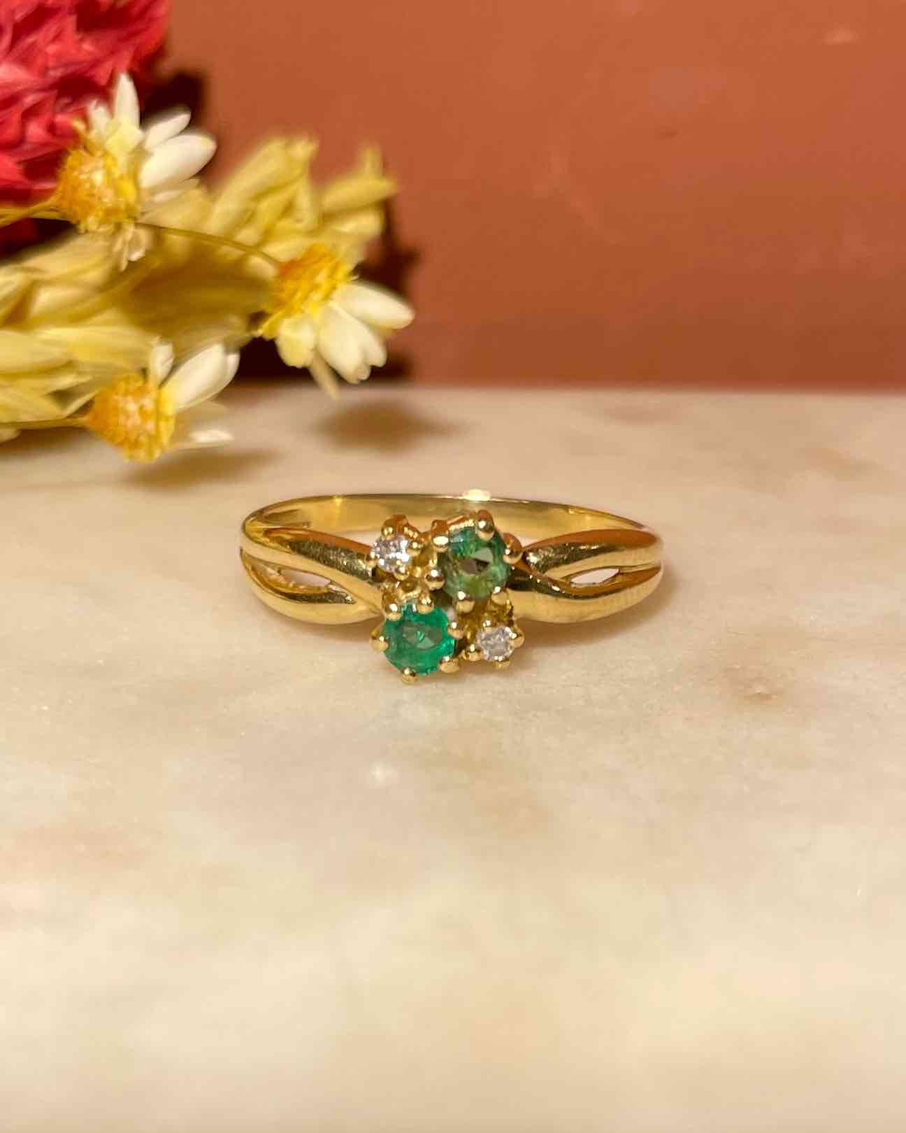 Bague Toi & Moi Émeraudes & Diamants "Diandra" - Elliade Paris