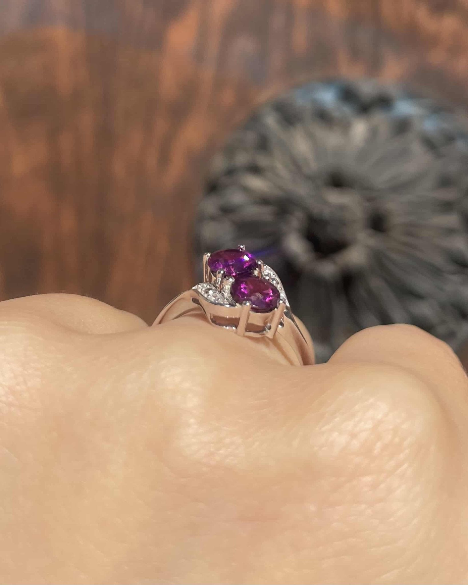 Bague Toi & Moi Grenats 1.70 carat & Diamants "Sabrina" - Elliade Paris