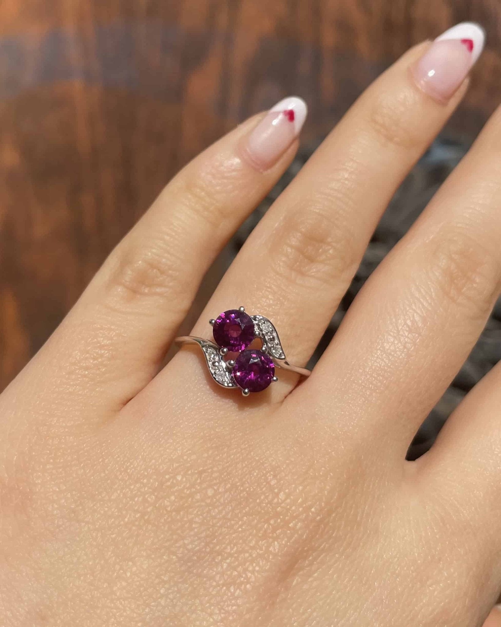 Bague Toi & Moi Grenats 1.70 carat & Diamants "Sabrina" - Elliade Paris