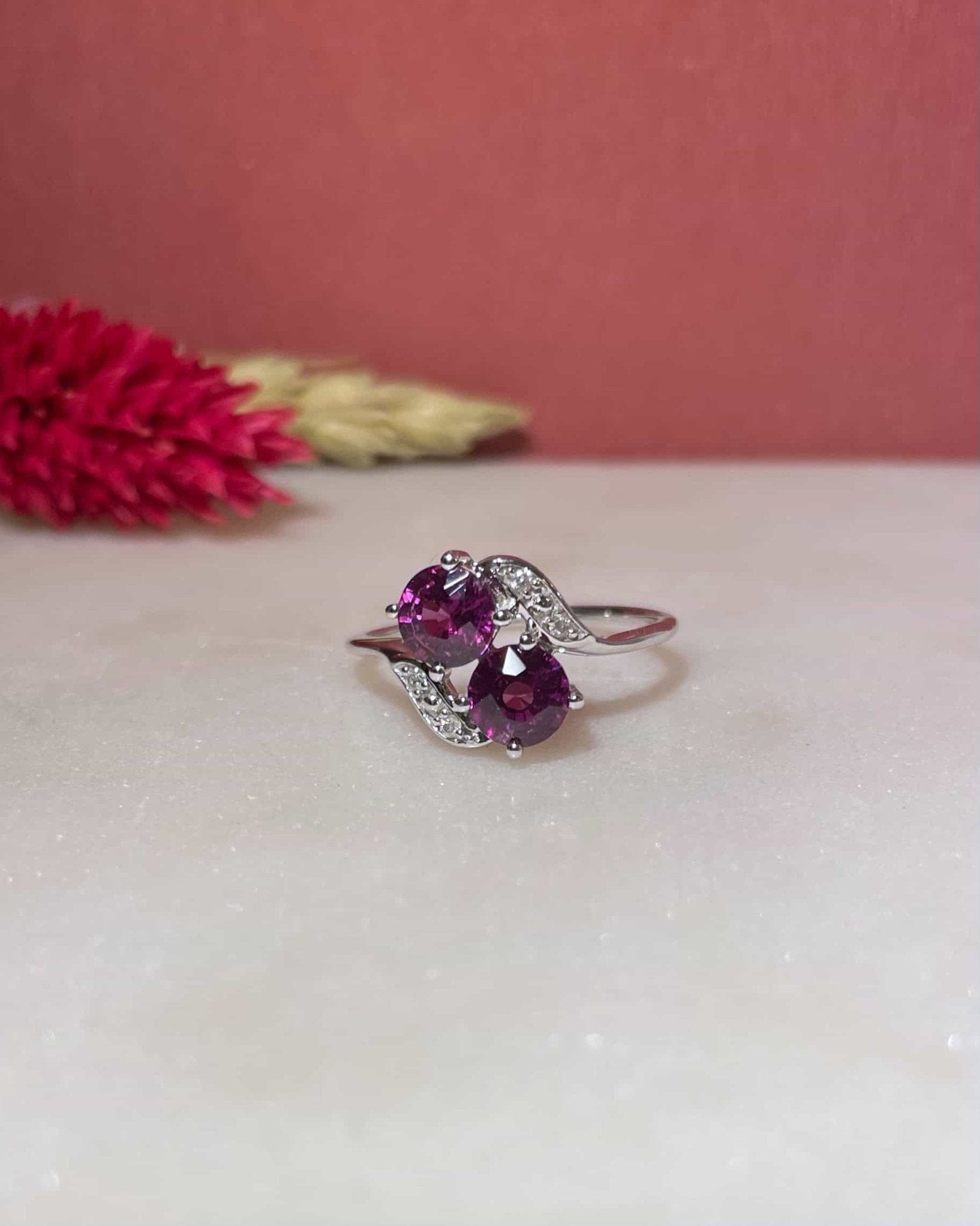 Bague Toi & Moi Grenats 1.70 carat & Diamants "Sabrina" - Elliade Paris