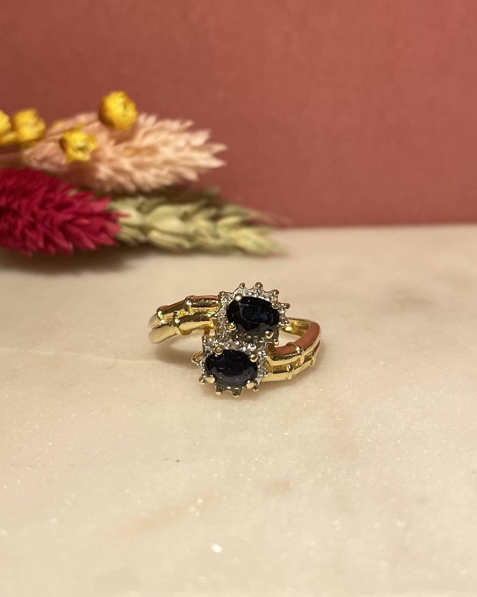 Bague Toi & Moi Marguerite Saphirs 1.15 carat & Diamants "Andy" - Elliade Paris