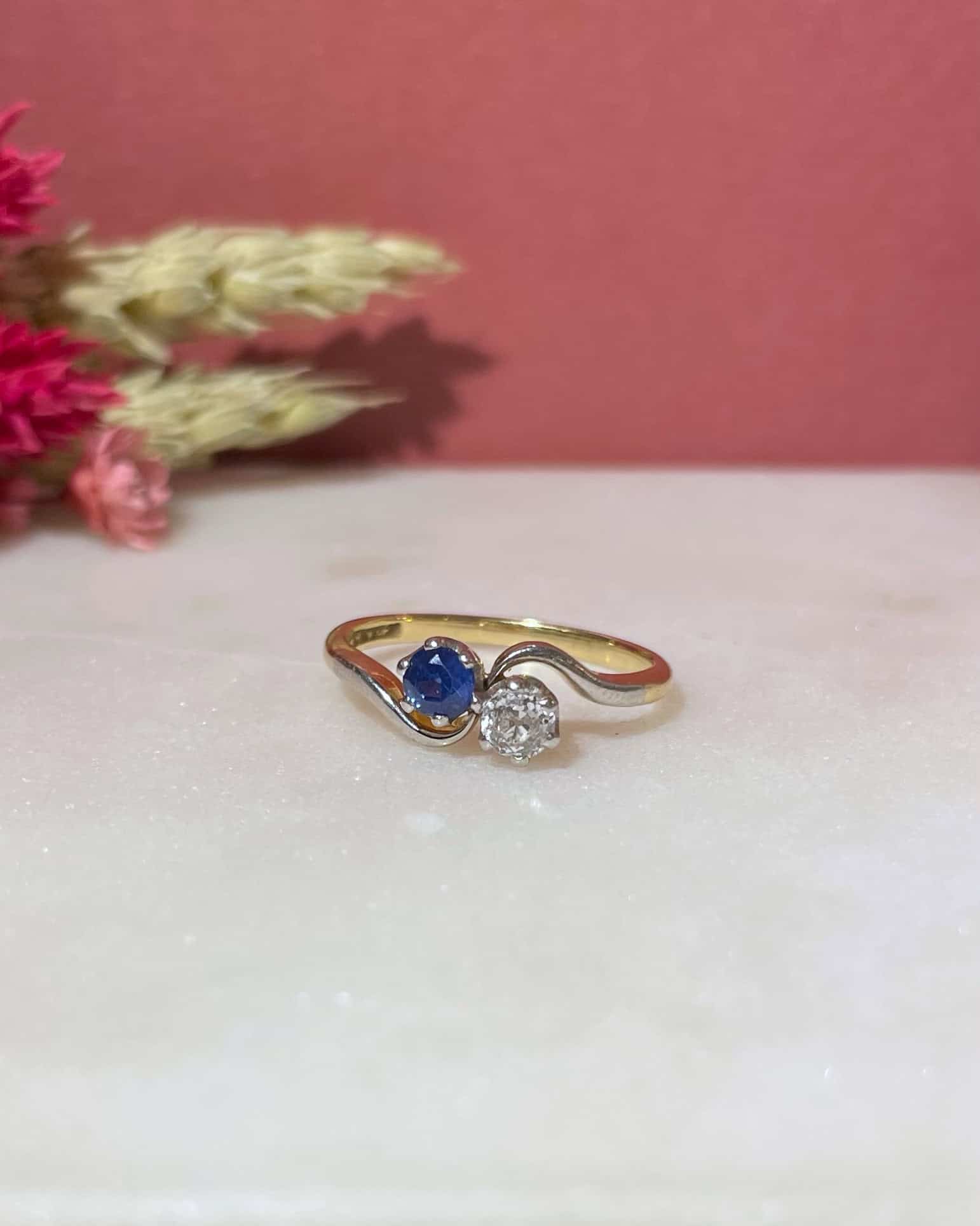 Bague Toi & Moi Saphir & Diamant "Ellerya" - Elliade Paris