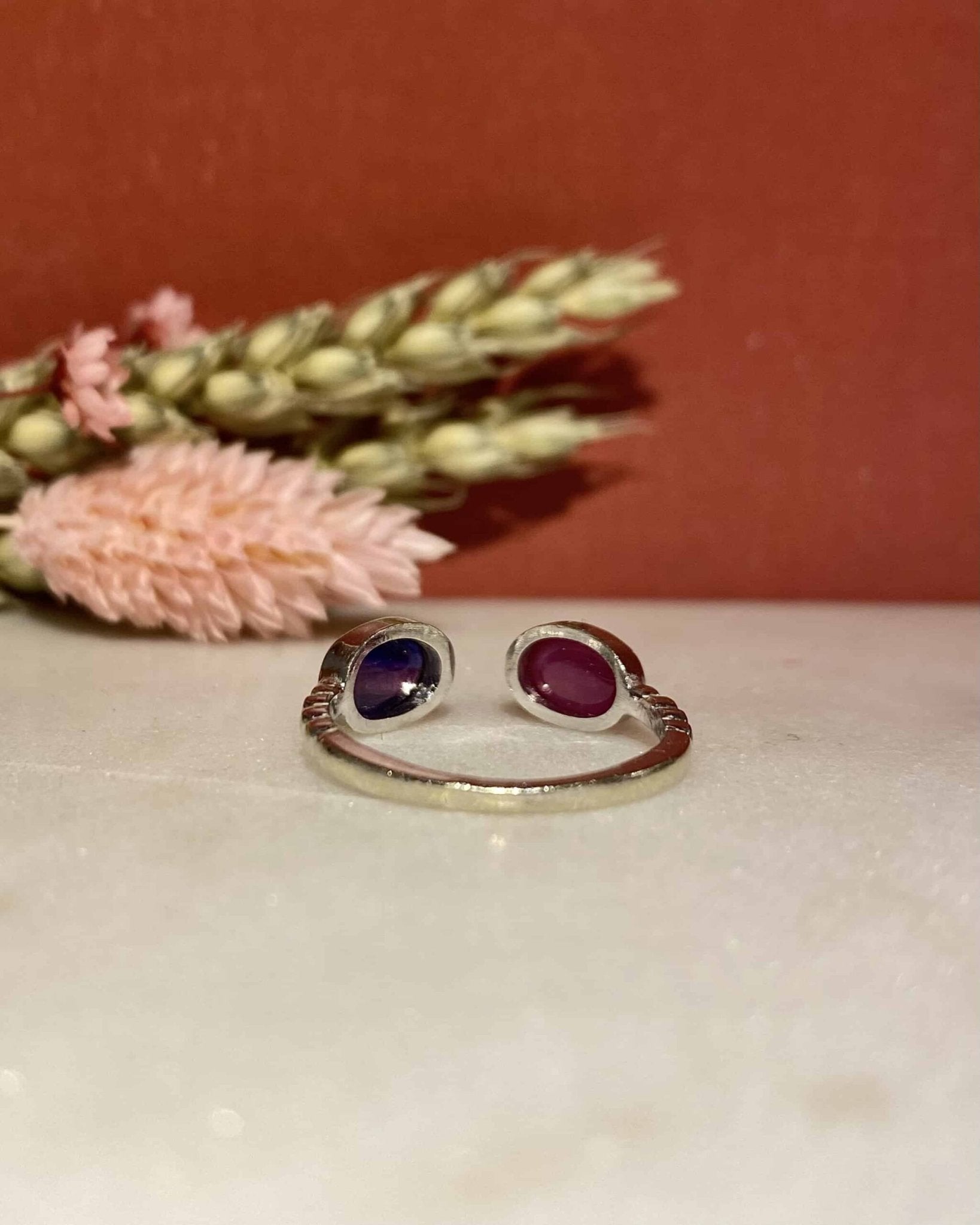 Bague Toi & Moi Saphirs Rose et Violet 2.80 Carats "Ellie" - Elliade Paris