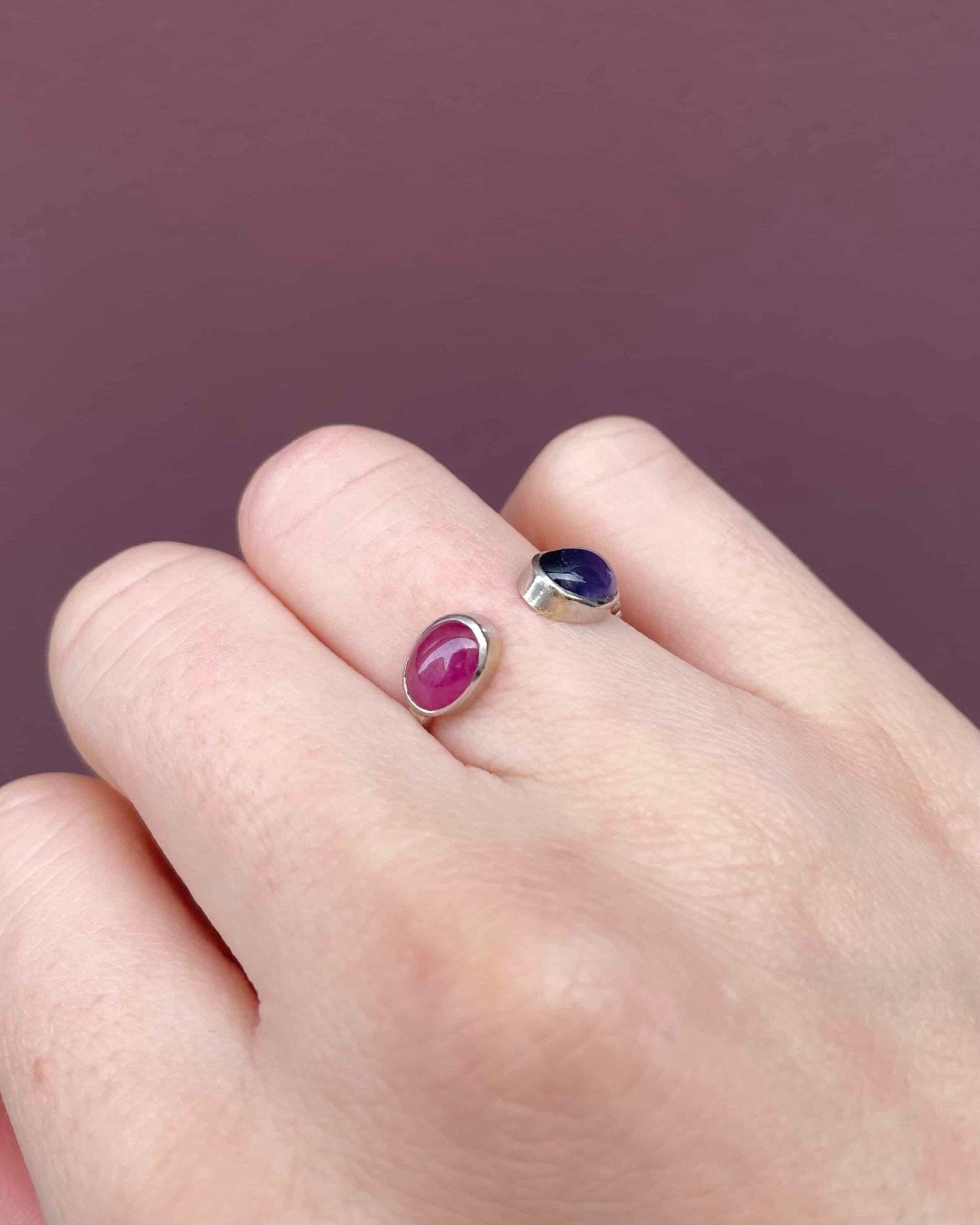 Bague Toi & Moi Saphirs Rose et Violet 2.80 Carats "Ellie" - Elliade Paris