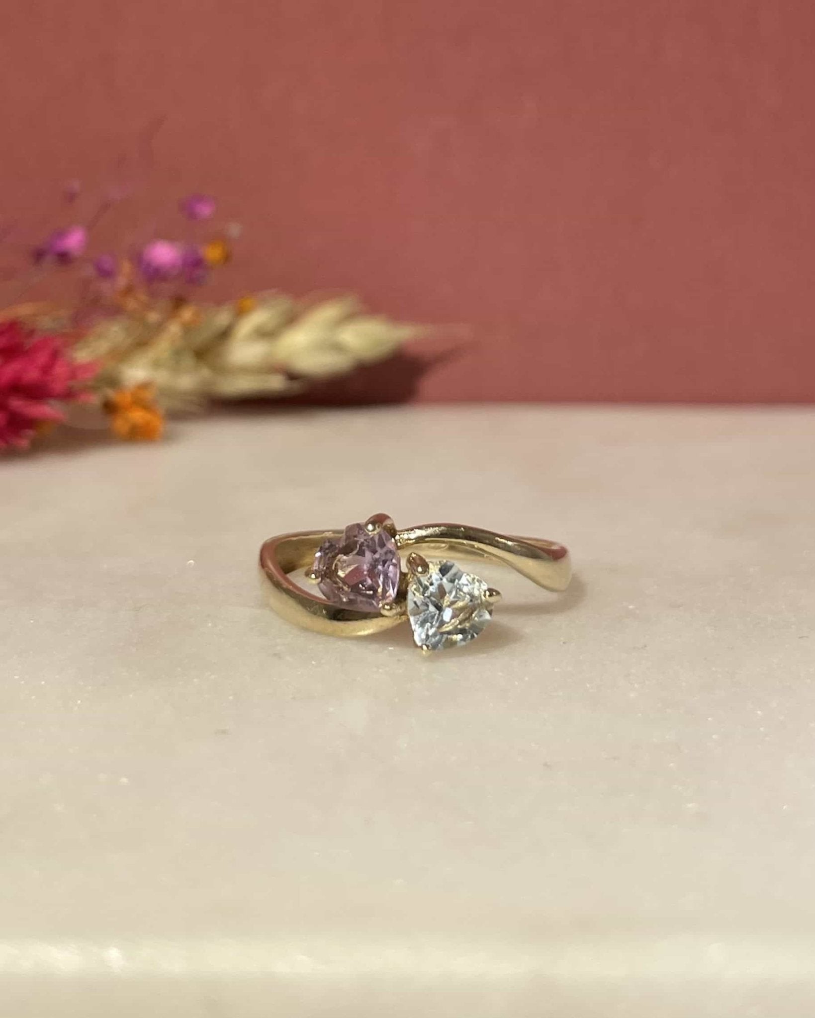 Bague Toi & Moi Topaze et Améthyste "Isolde" - Elliade Paris