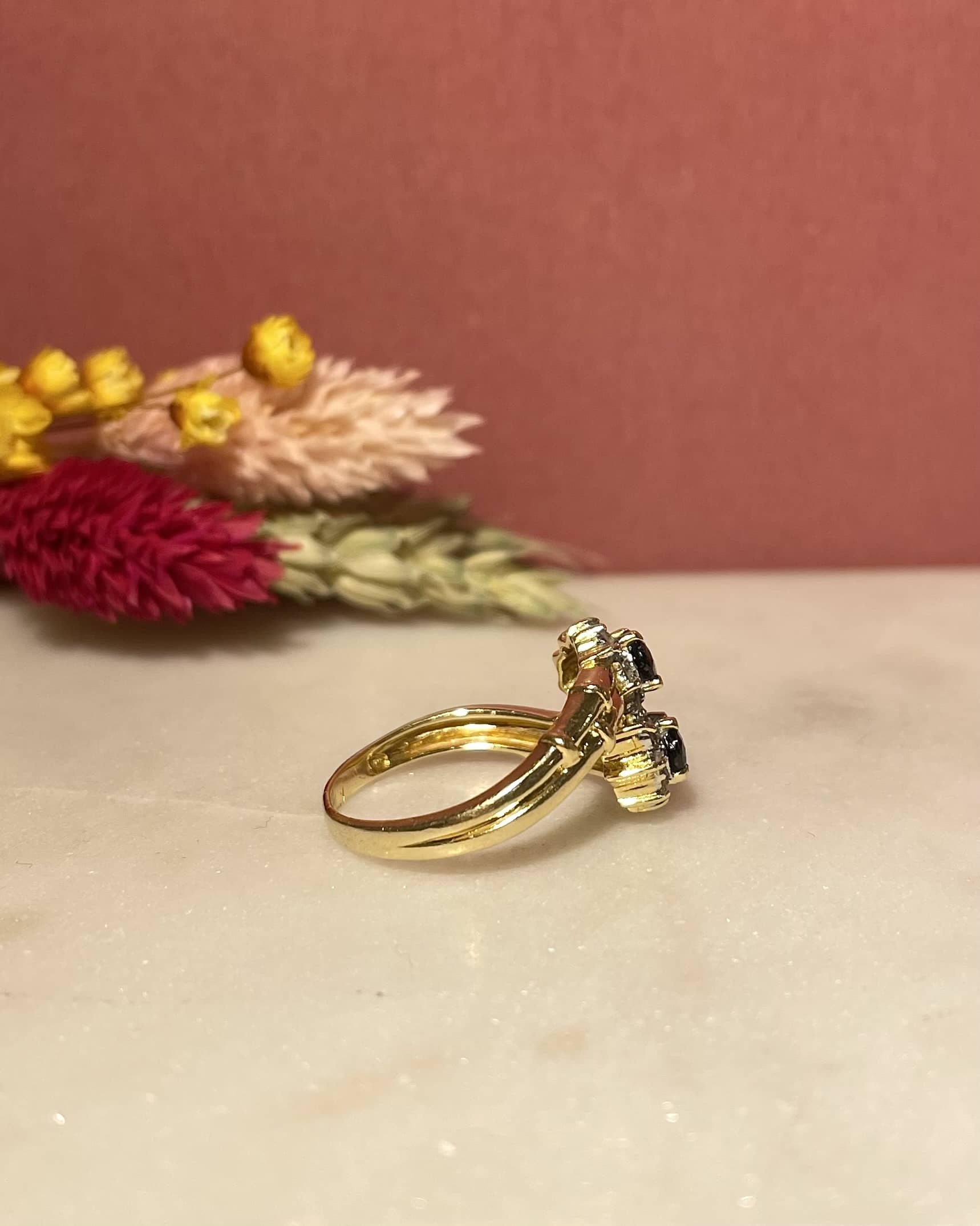 Bague Toi & Moi Marguerite Saphirs 1.15 carat & Diamants "Andy"
