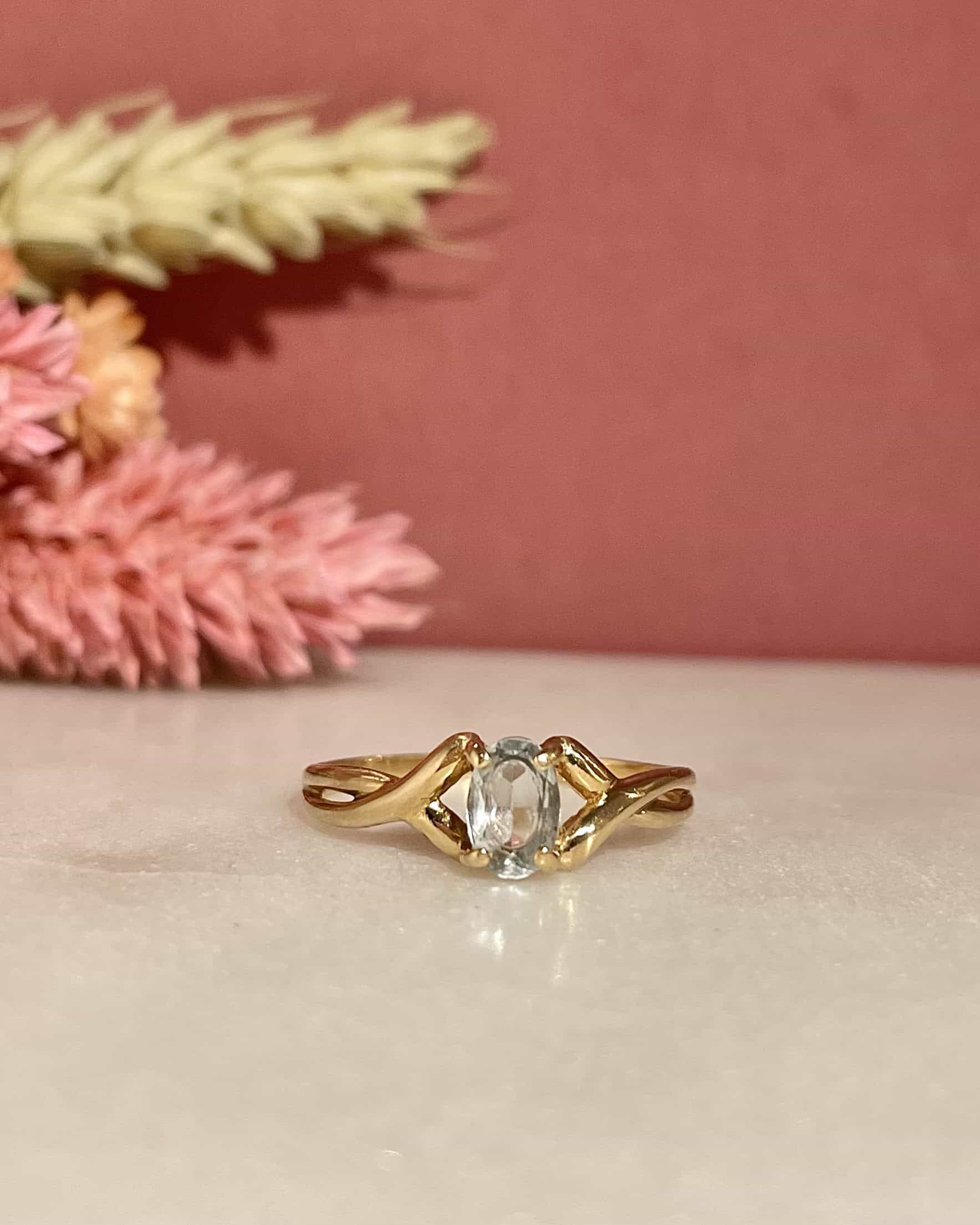 Bague Solitaire Aigue-marine Vintage "Charline" - Elliade Paris