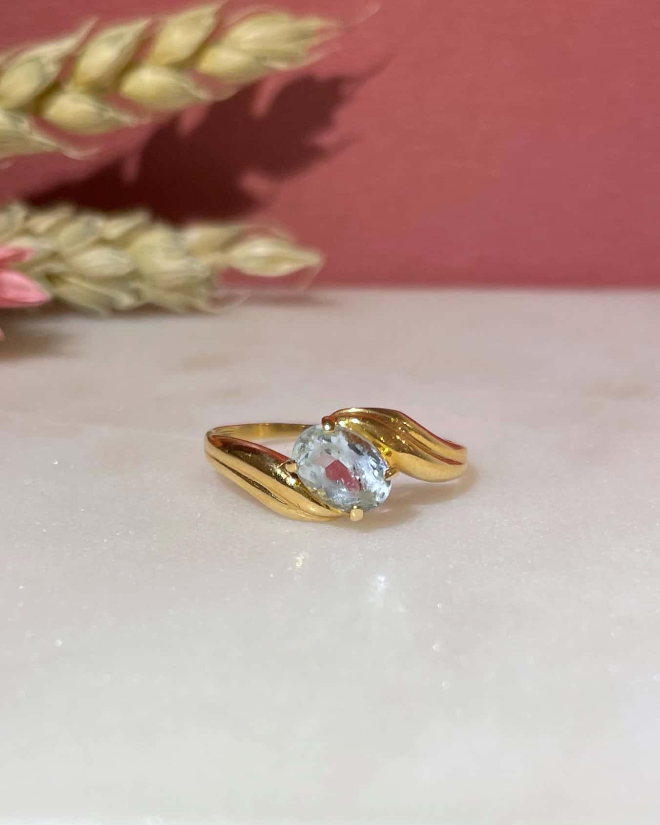 Bague Tourbillon Aigue - marine Vintage "Eden" - Elliade Paris