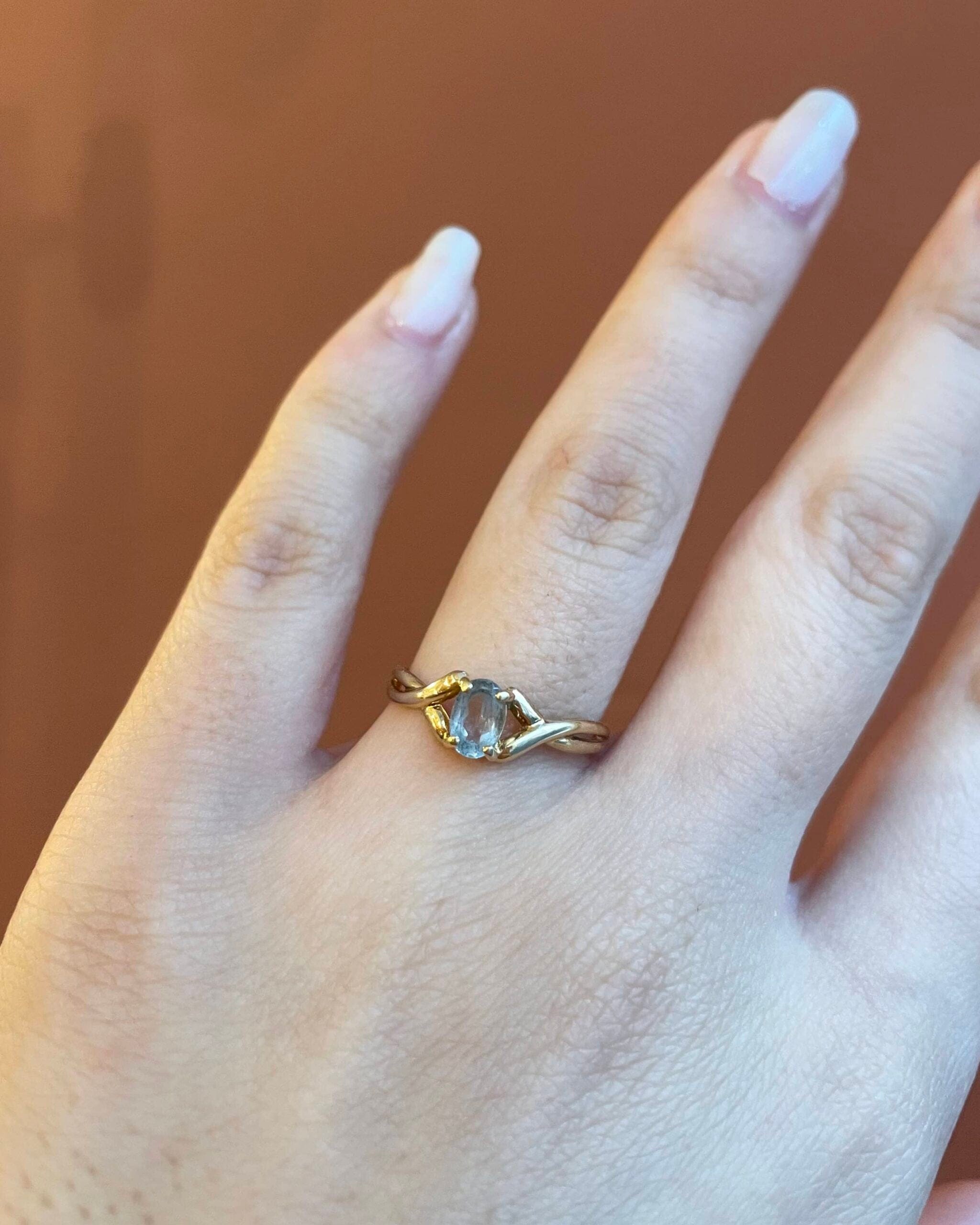 Bague Solitaire Aigue-marine Vintage "Charline" - Elliade Paris