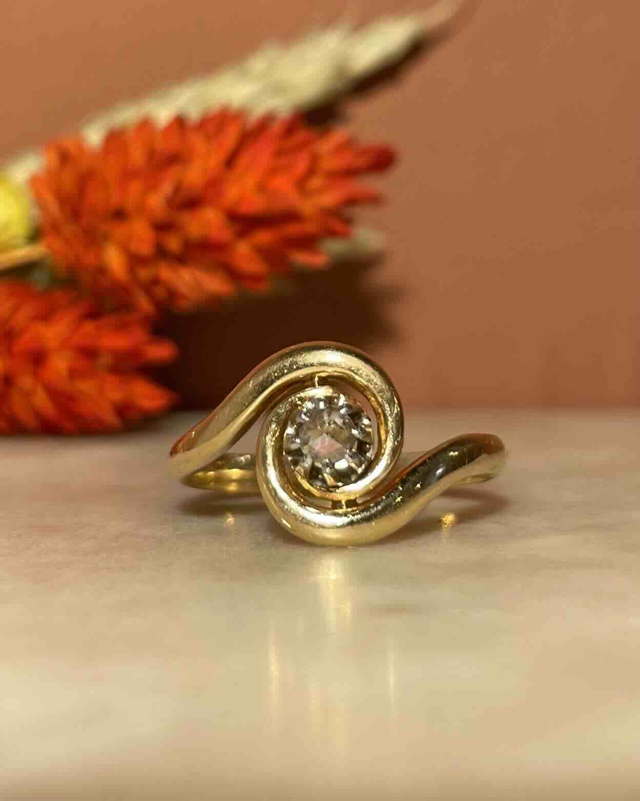 Bague Tourbillon Art - déco Diamant "Jeanette" - Elliade Paris