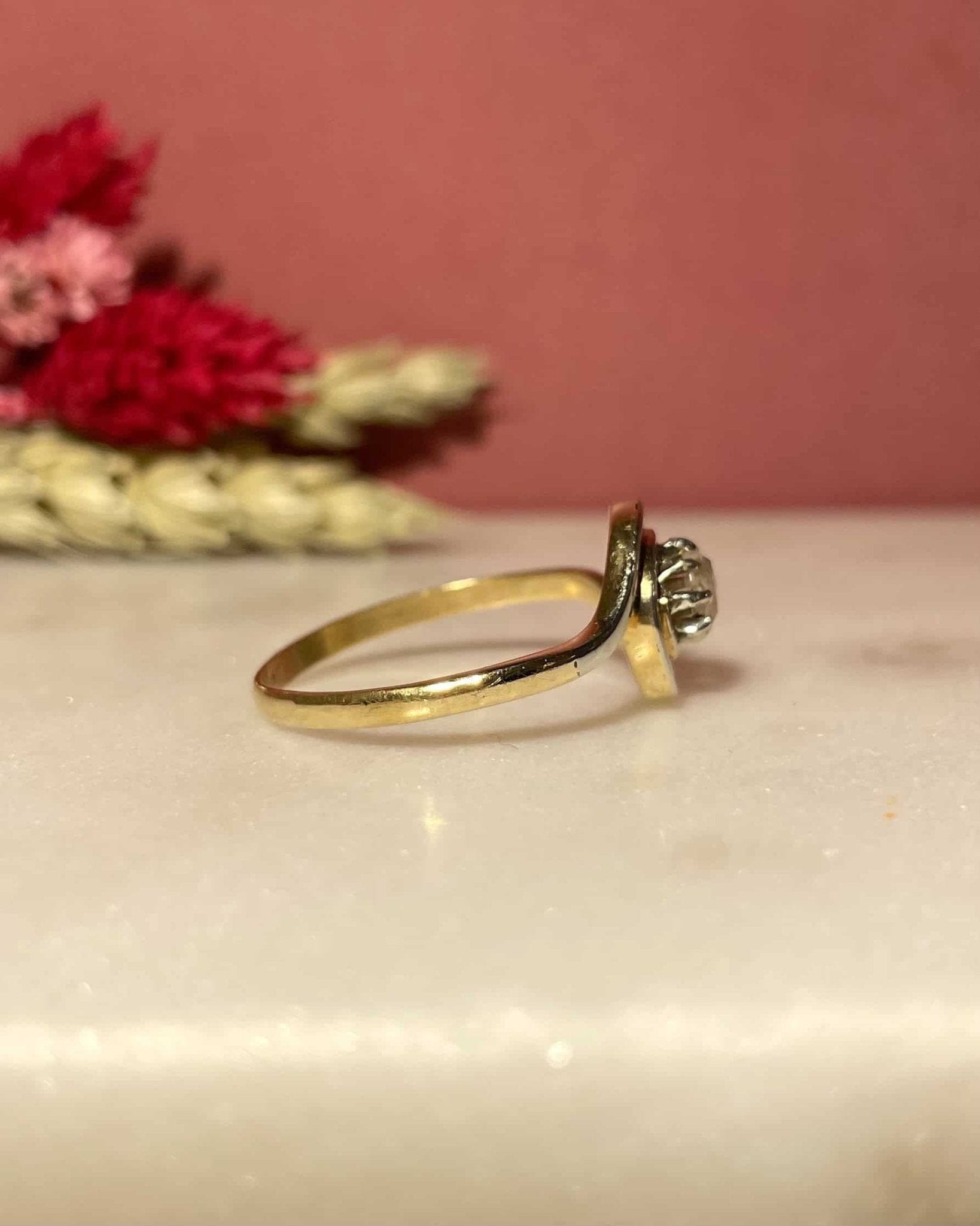 Bague Tourbillon Art - Deco Diamant taille rose 0.25 carat "Tyhoa" - Elliade Paris