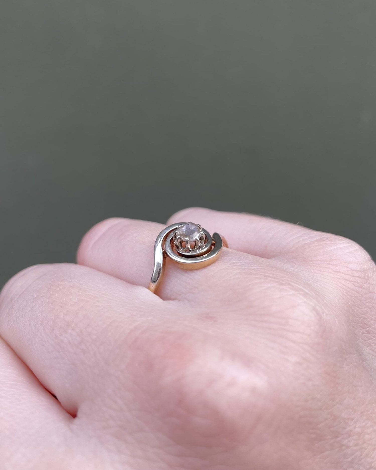 Bague Tourbillon Art - Deco Diamant taille rose 0.25 carat "Tyhoa" - Elliade Paris