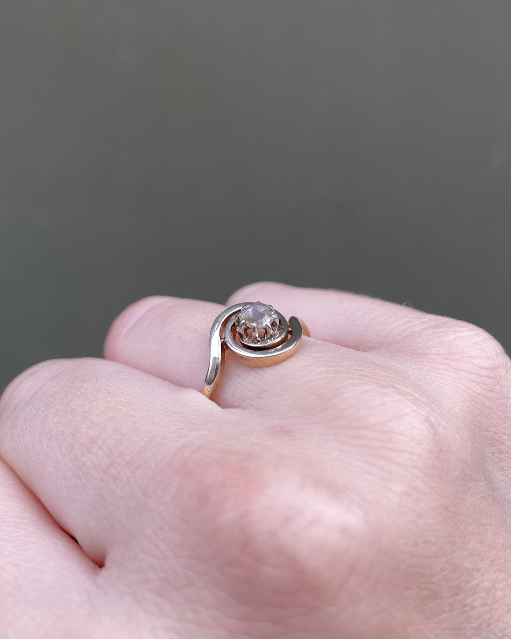 Bague Tourbillon Art - Deco Diamant taille rose 0.25 carat "Tyhoa" - Elliade Paris