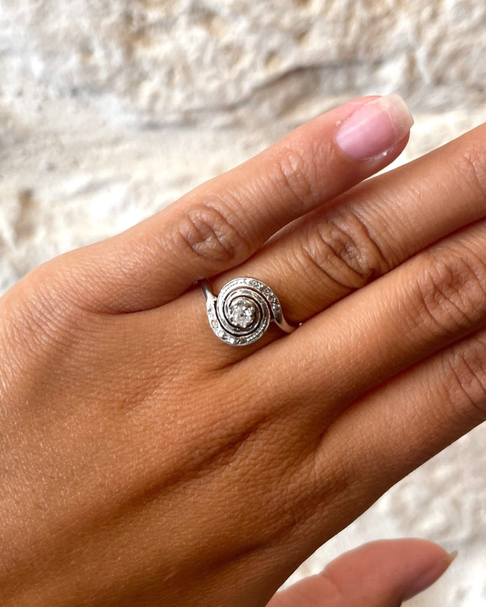 Bague Tourbillon Art - déco Diamants "Clémence" - Elliade Paris