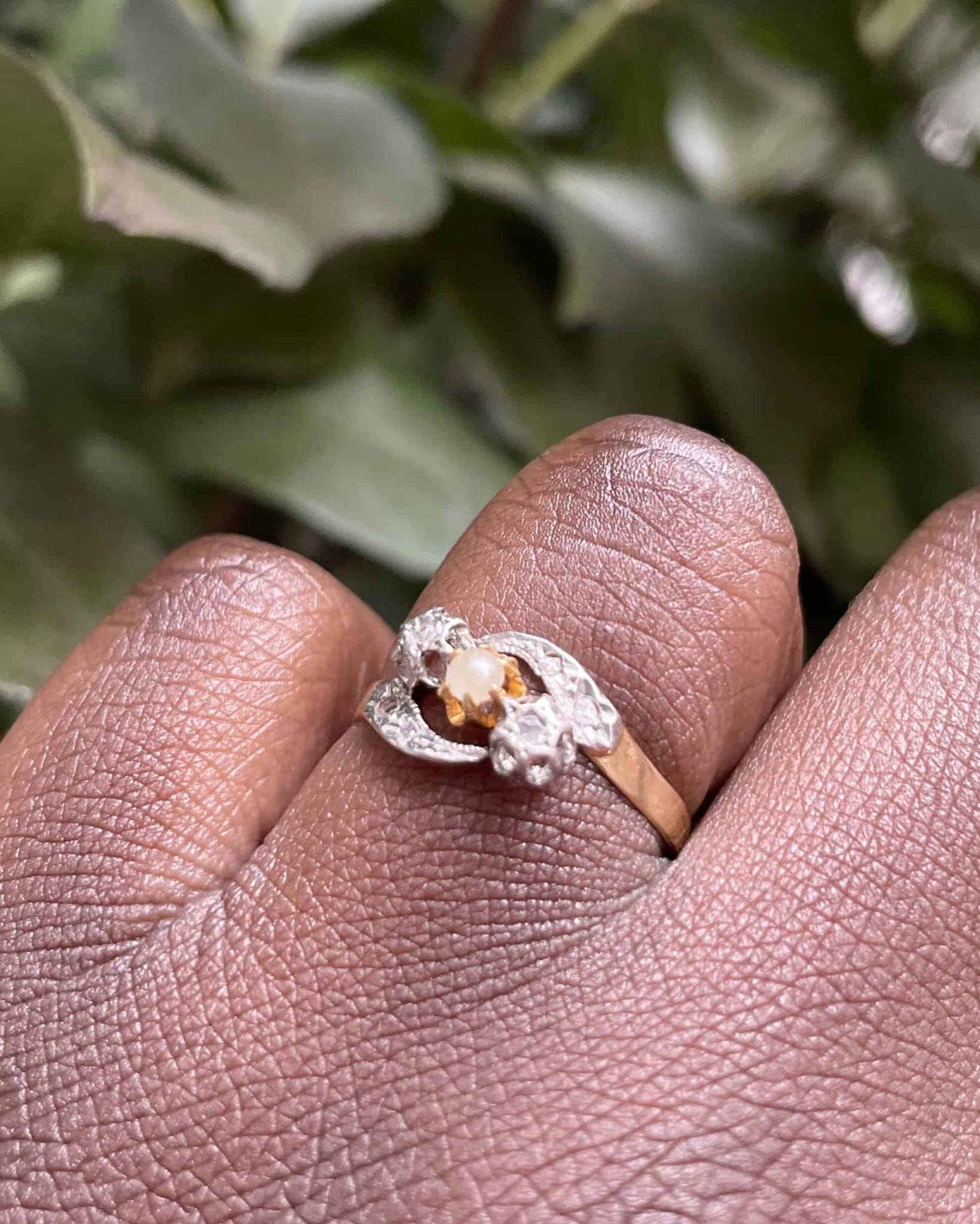 Bague Tourbillon Art - Déco Perle et Diamants "Lénaelle" - Elliade Paris